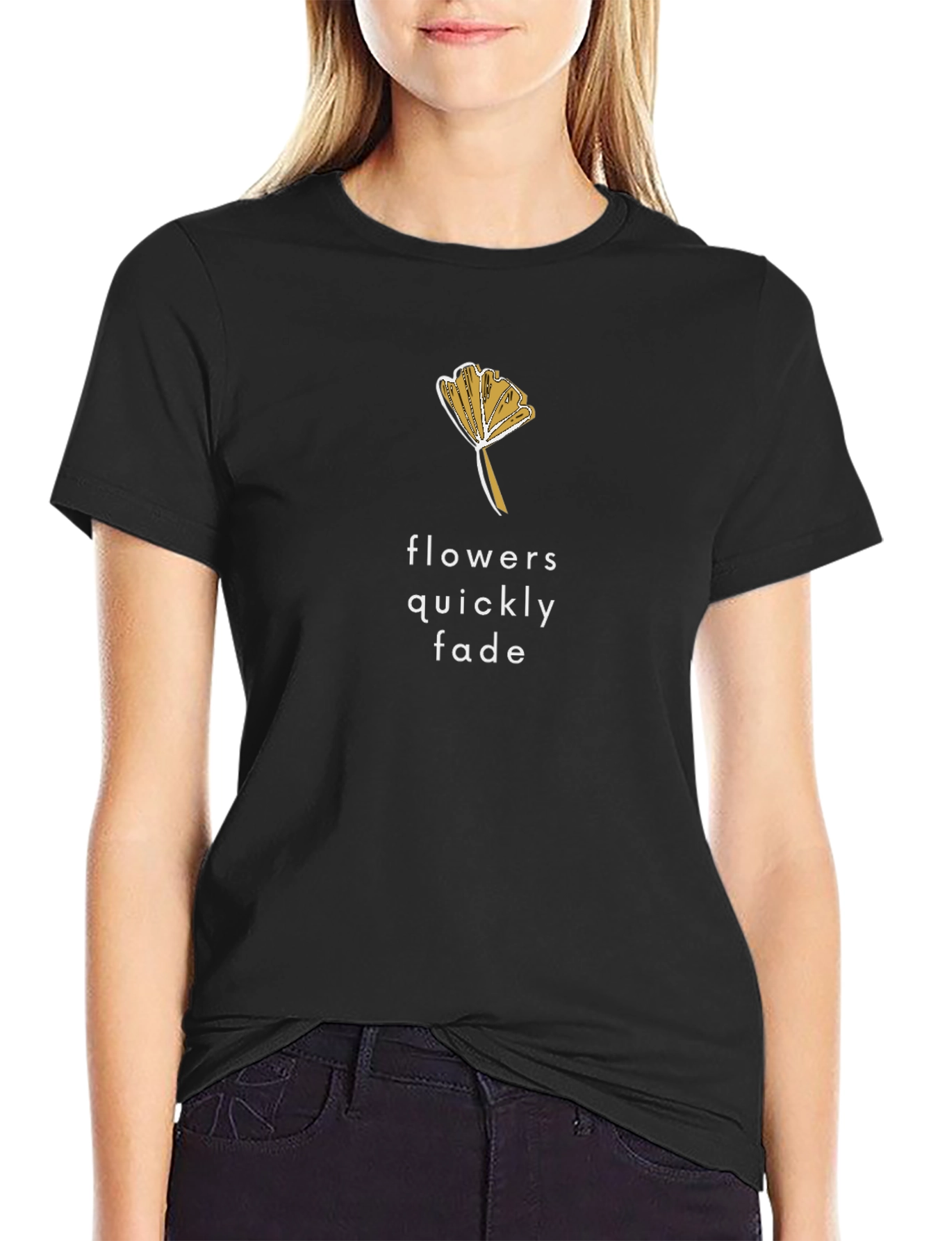 Flowers Quickly Fade Graphic T-Shirt - Black