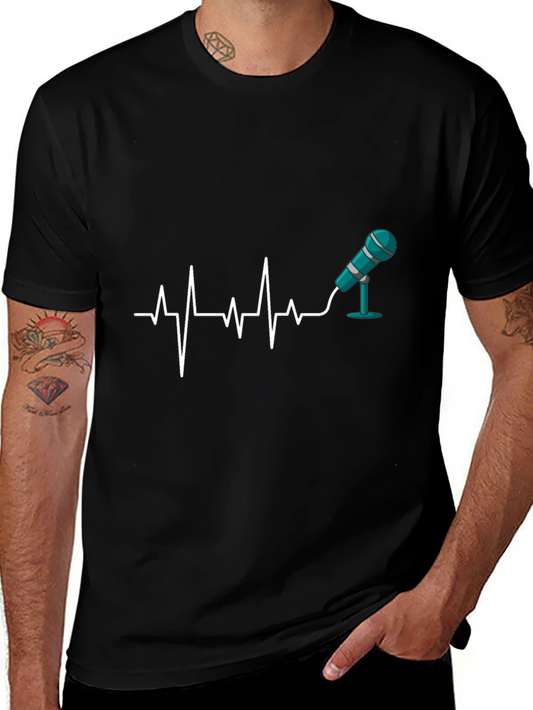 Heartbeat Microphone Black T-Shirt