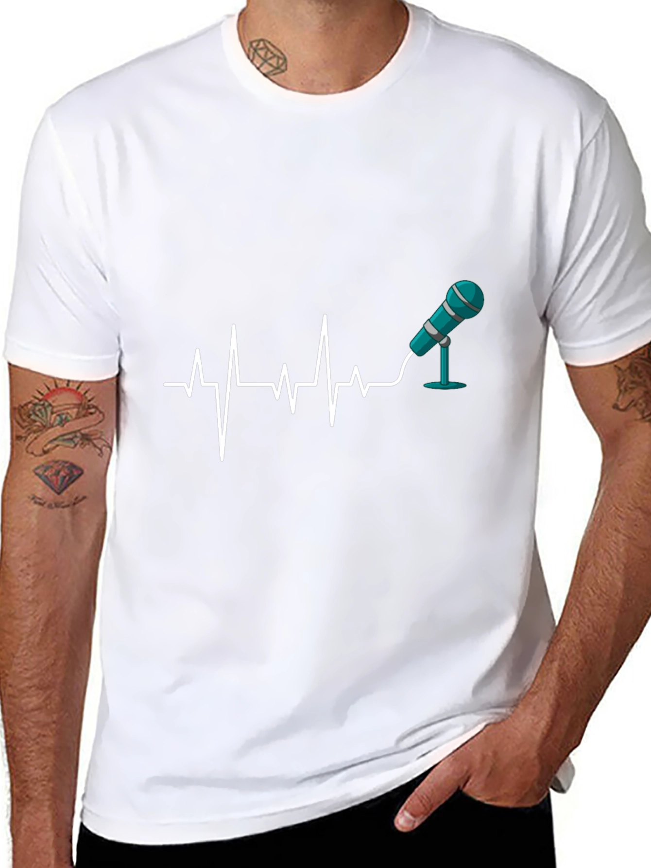 Heartbeat Microphone Black T-Shirt