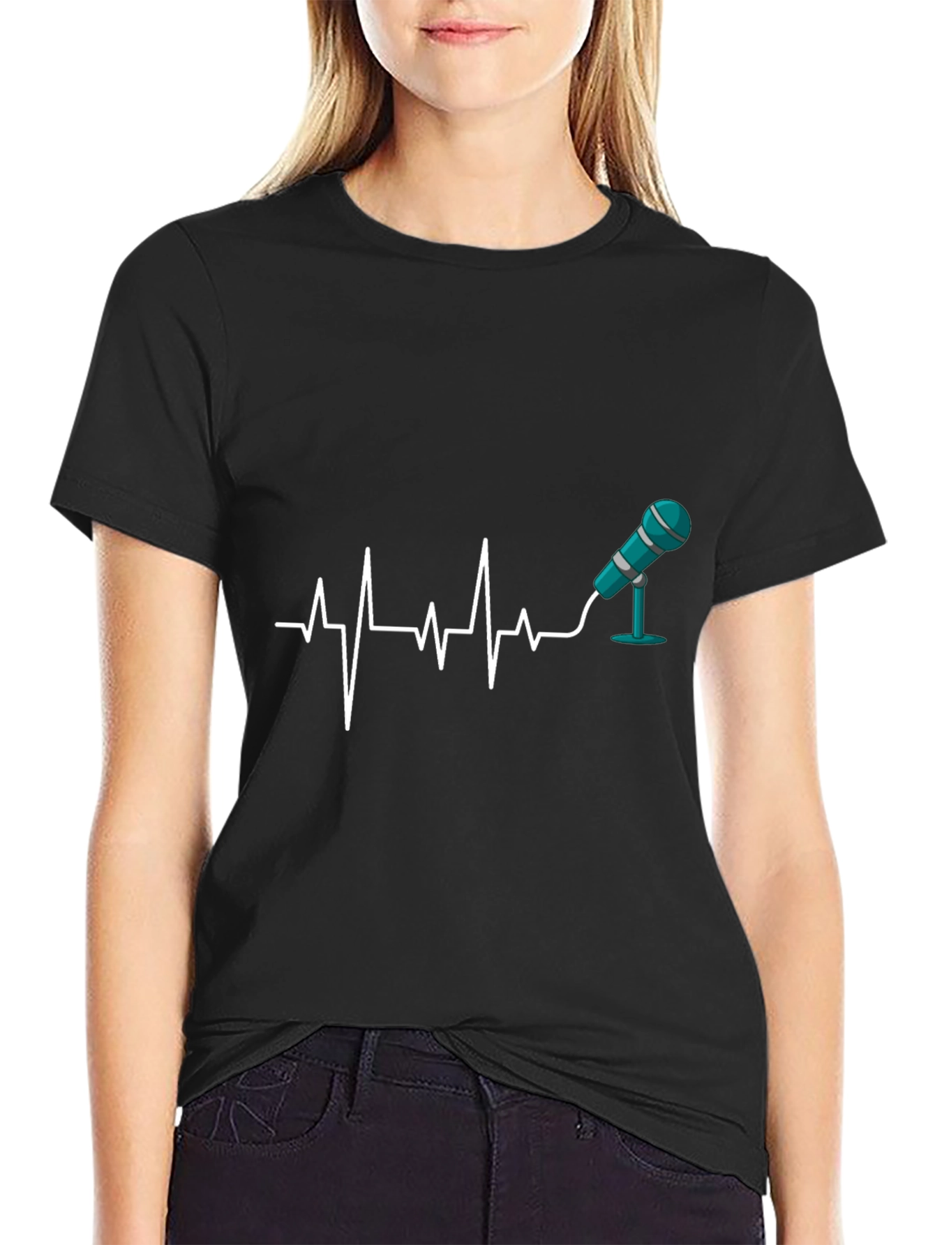 Heartbeat Microphone Black T-Shirt