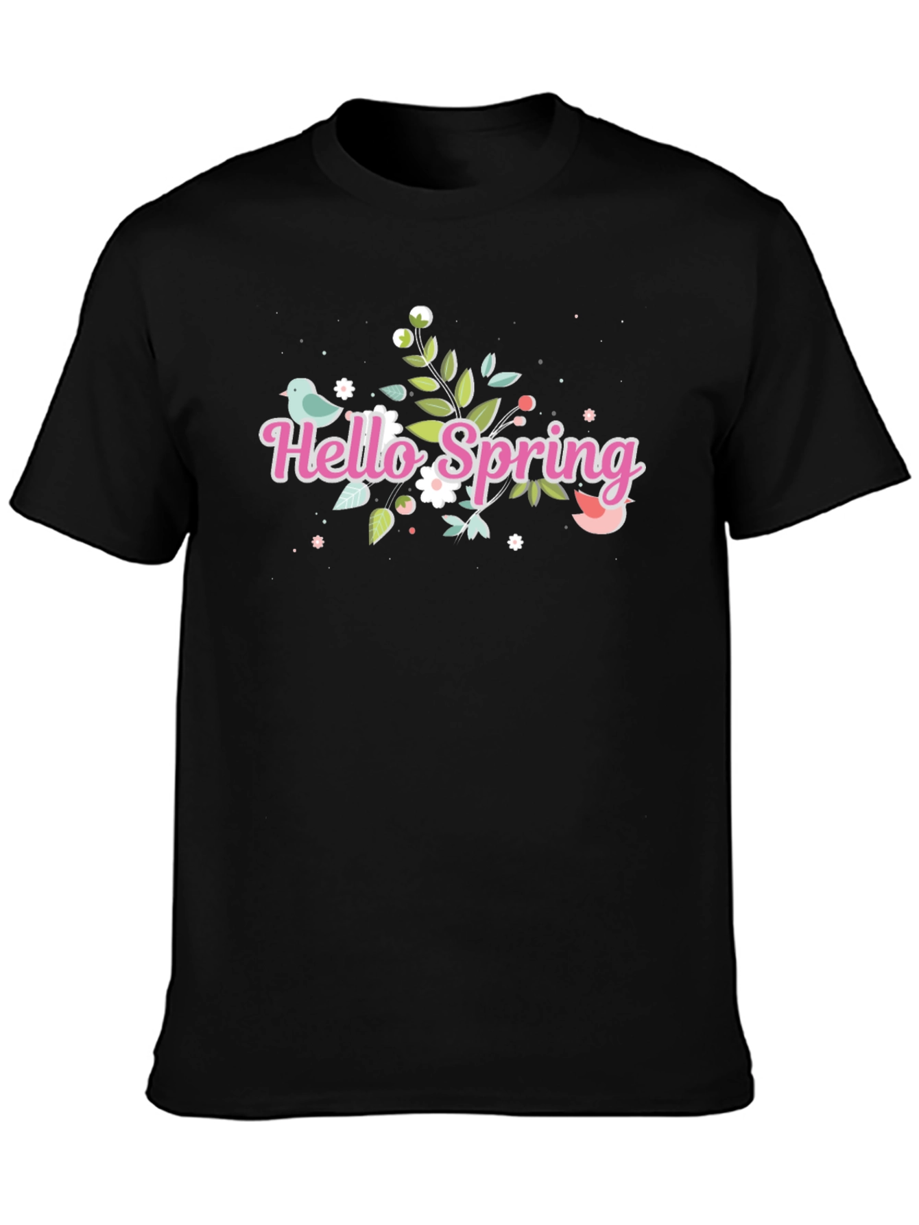 Hello Spring Black T-Shirt