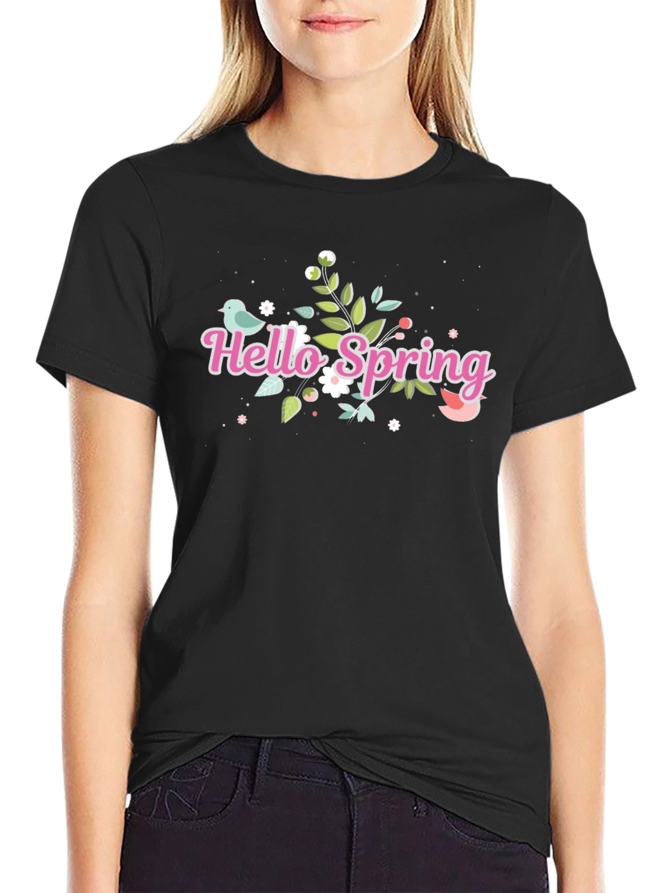 Hello Spring Black T-Shirt