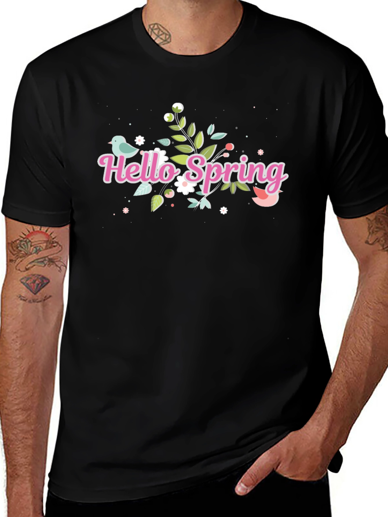 Hello Spring Black T-Shirt