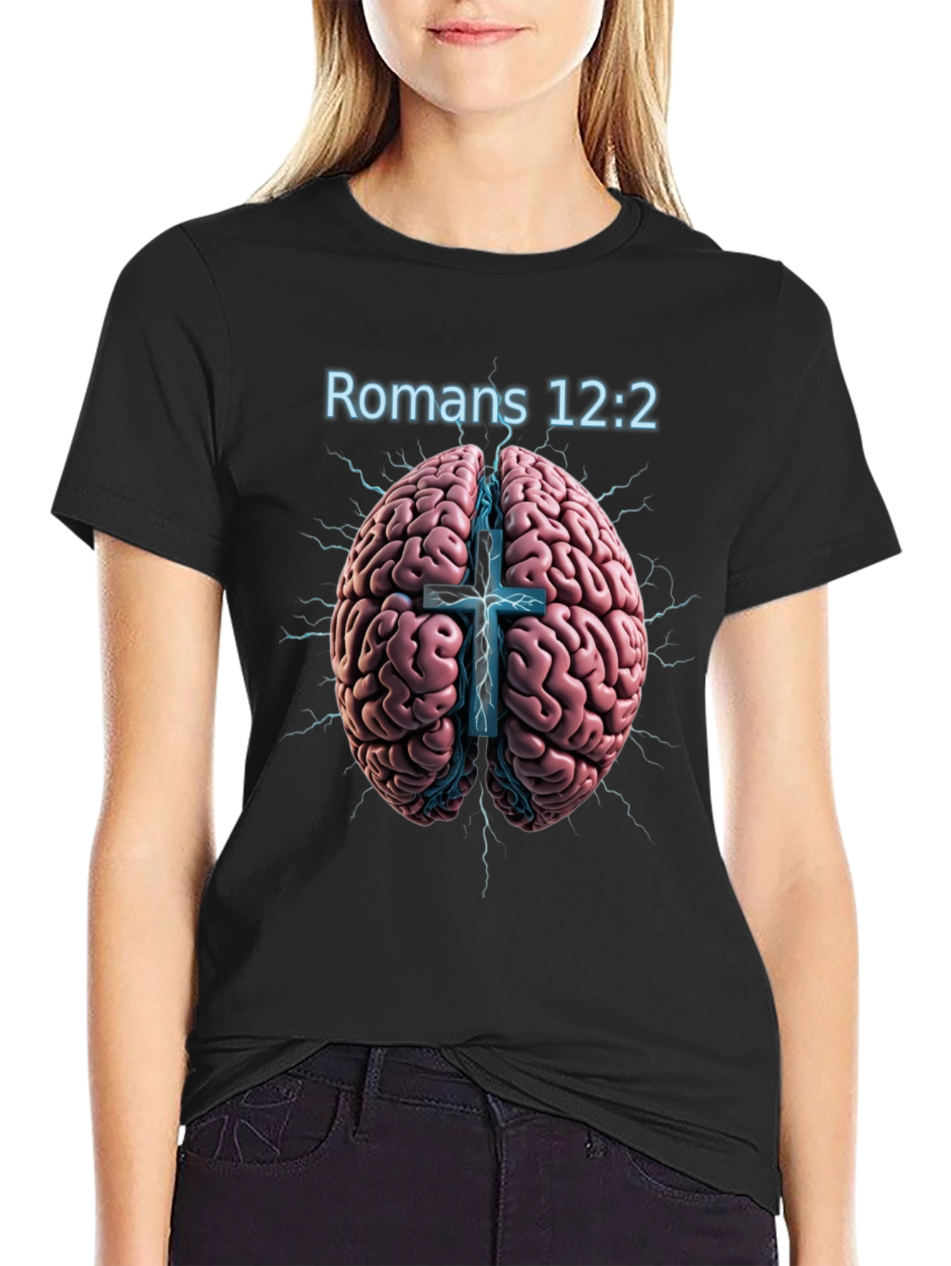 Romans 12:2 Brain & Cross Graphic T-Shirt