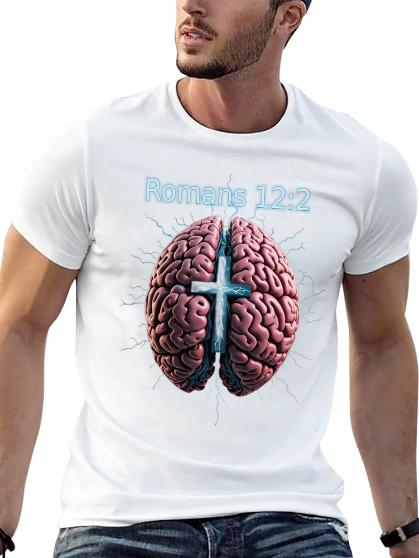 Romans 12:2 Brain & Cross Graphic T-Shirt