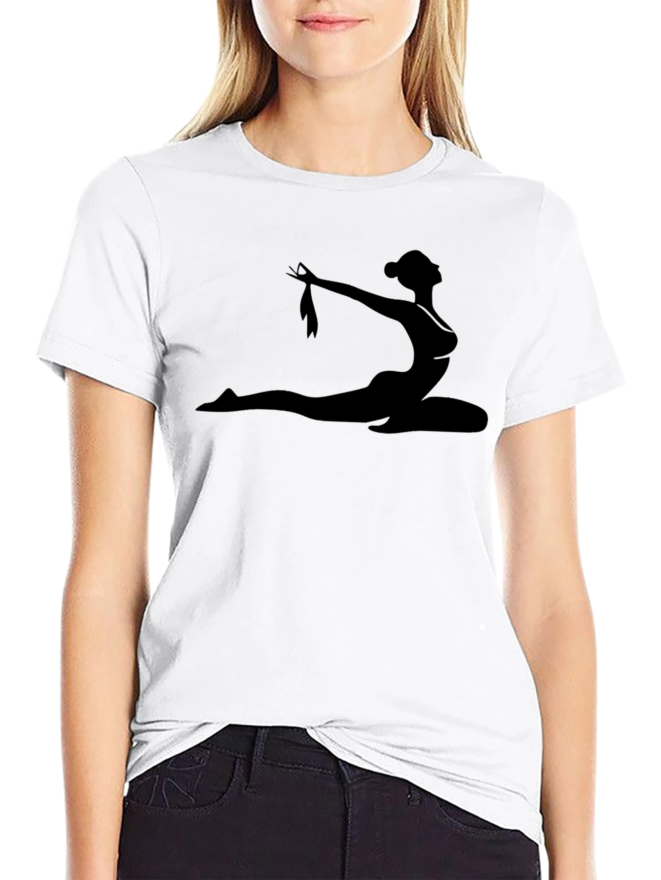 Silhouette Yoga Pose Black T-Shirt