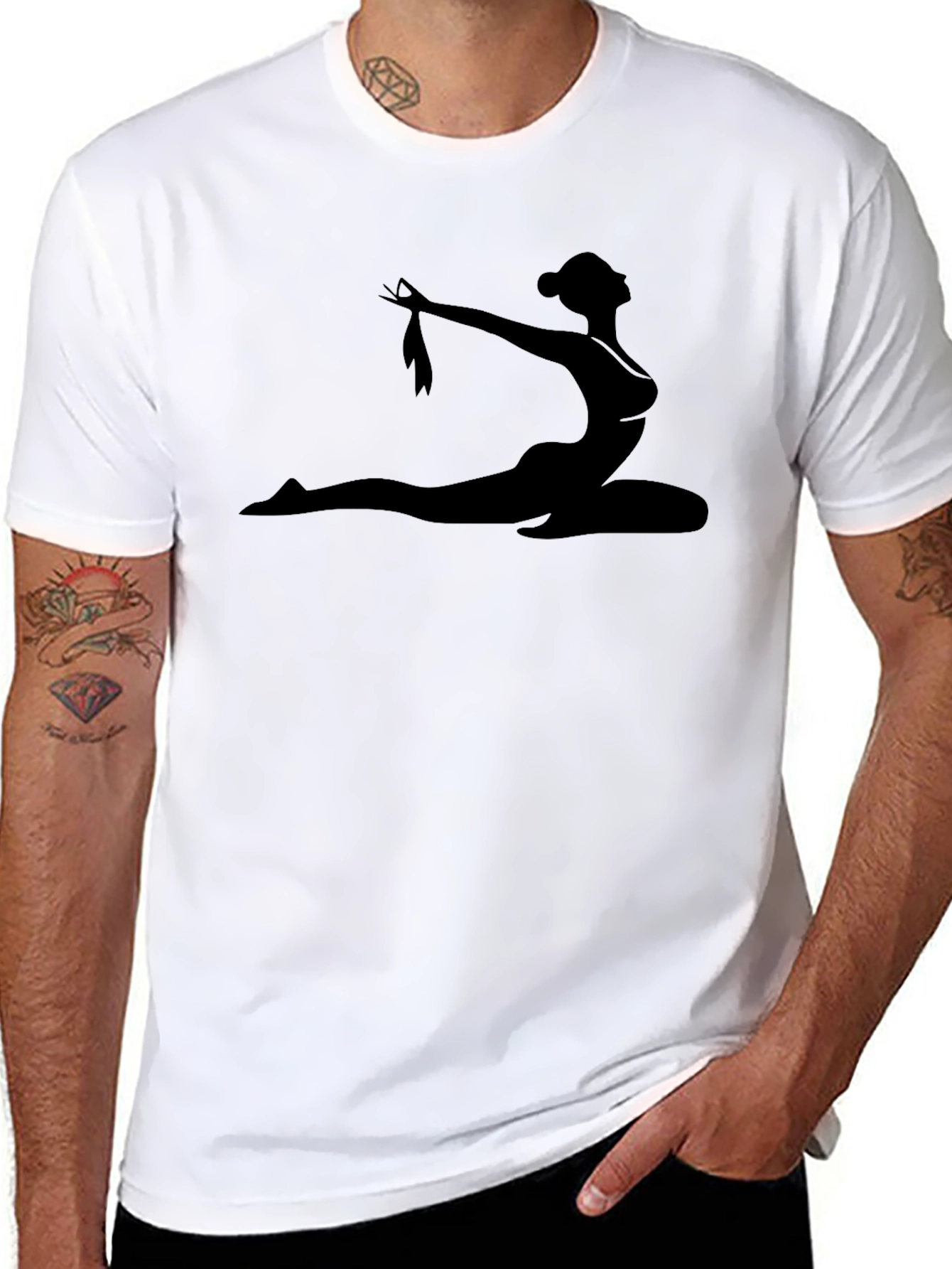 Silhouette Yoga Pose Black T-Shirt