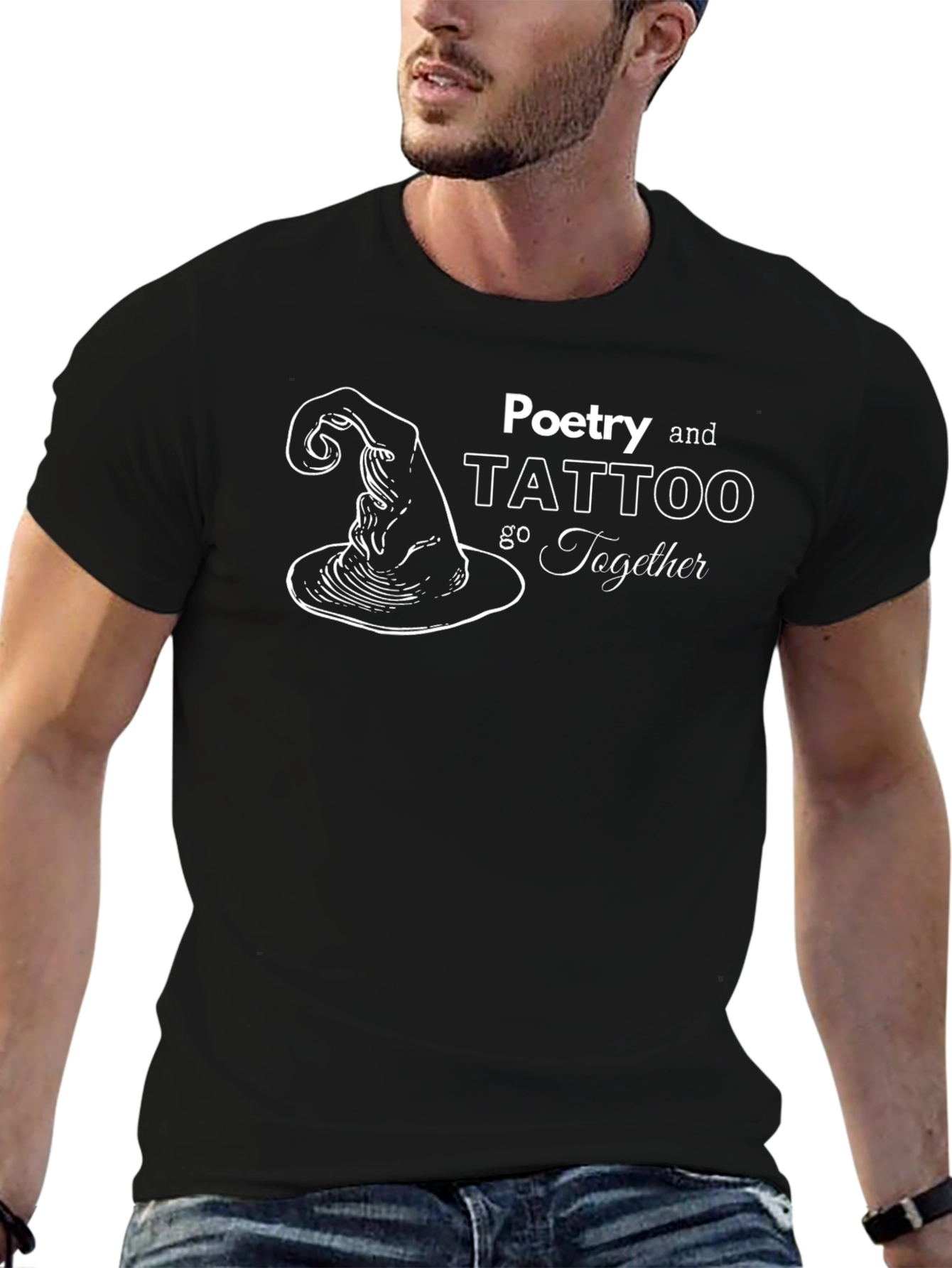 Poetry and Tattoo Graphic Tee - Black
