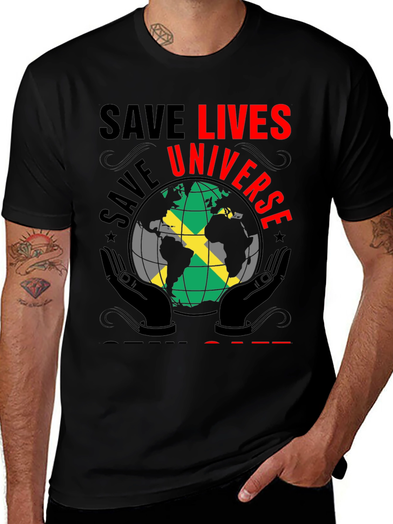 Save Lives Universe Jamaica Flag Graphic T-Shirt