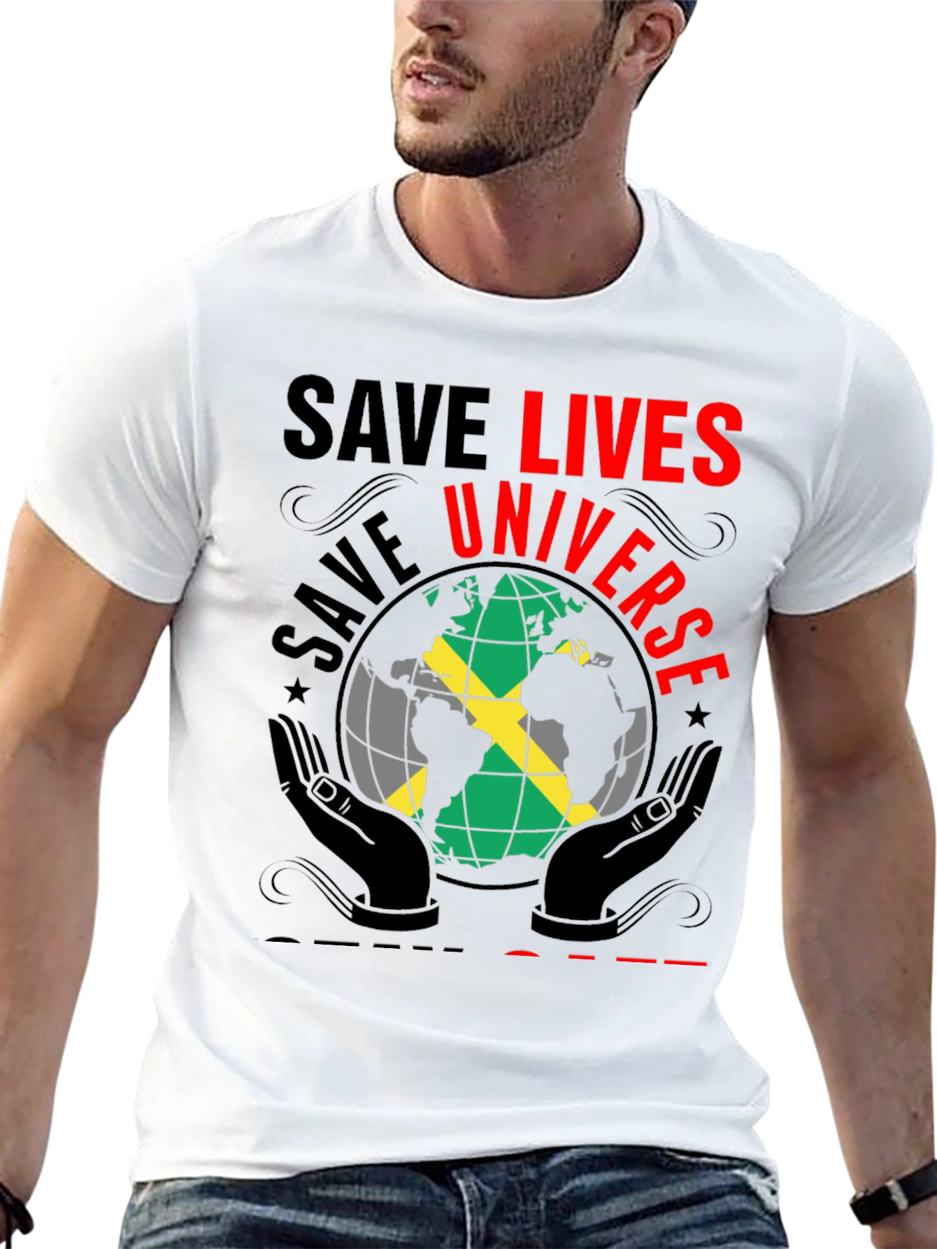 Save Lives Universe Jamaica Flag Graphic T-Shirt