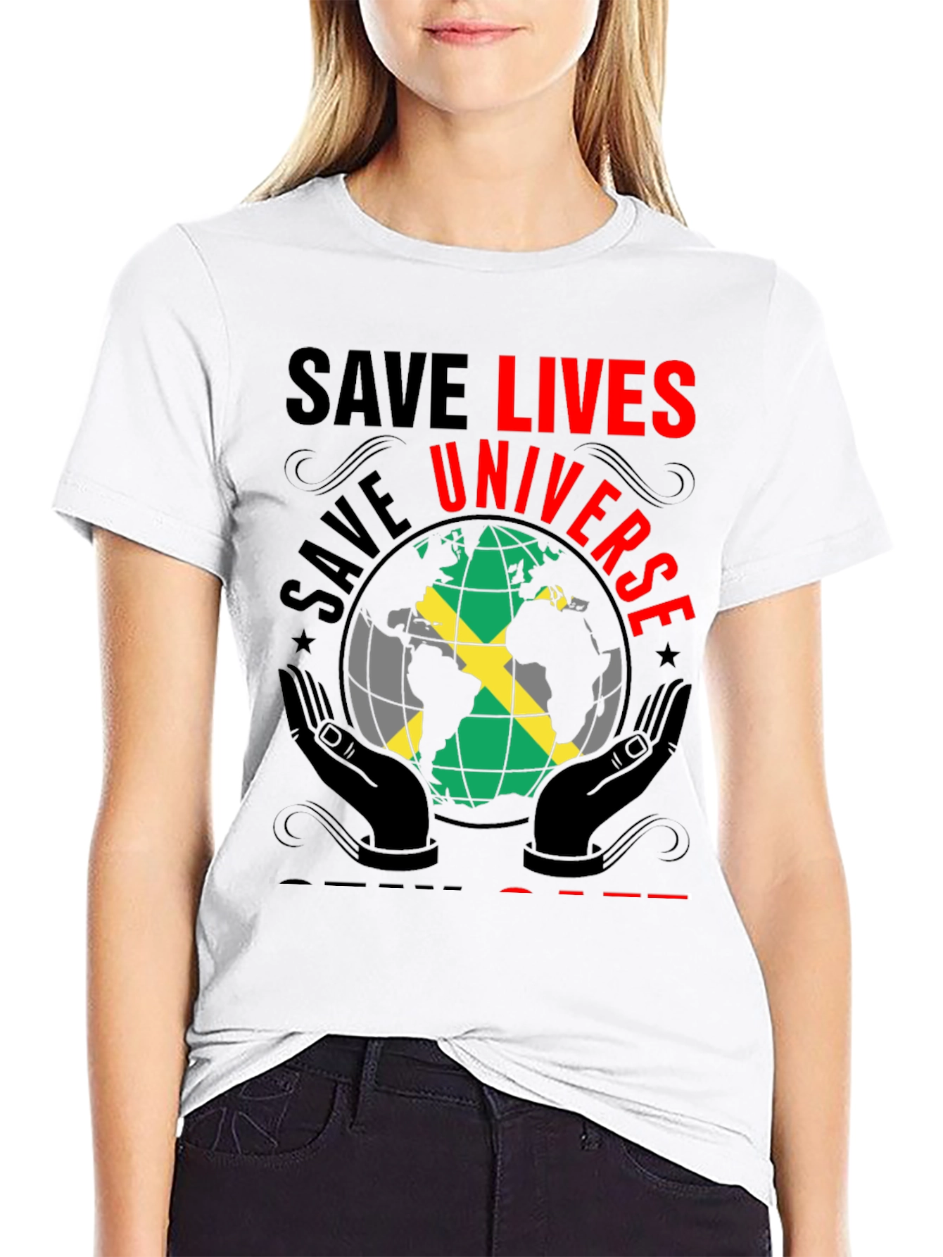 Save Lives Universe Jamaica Flag Graphic T-Shirt