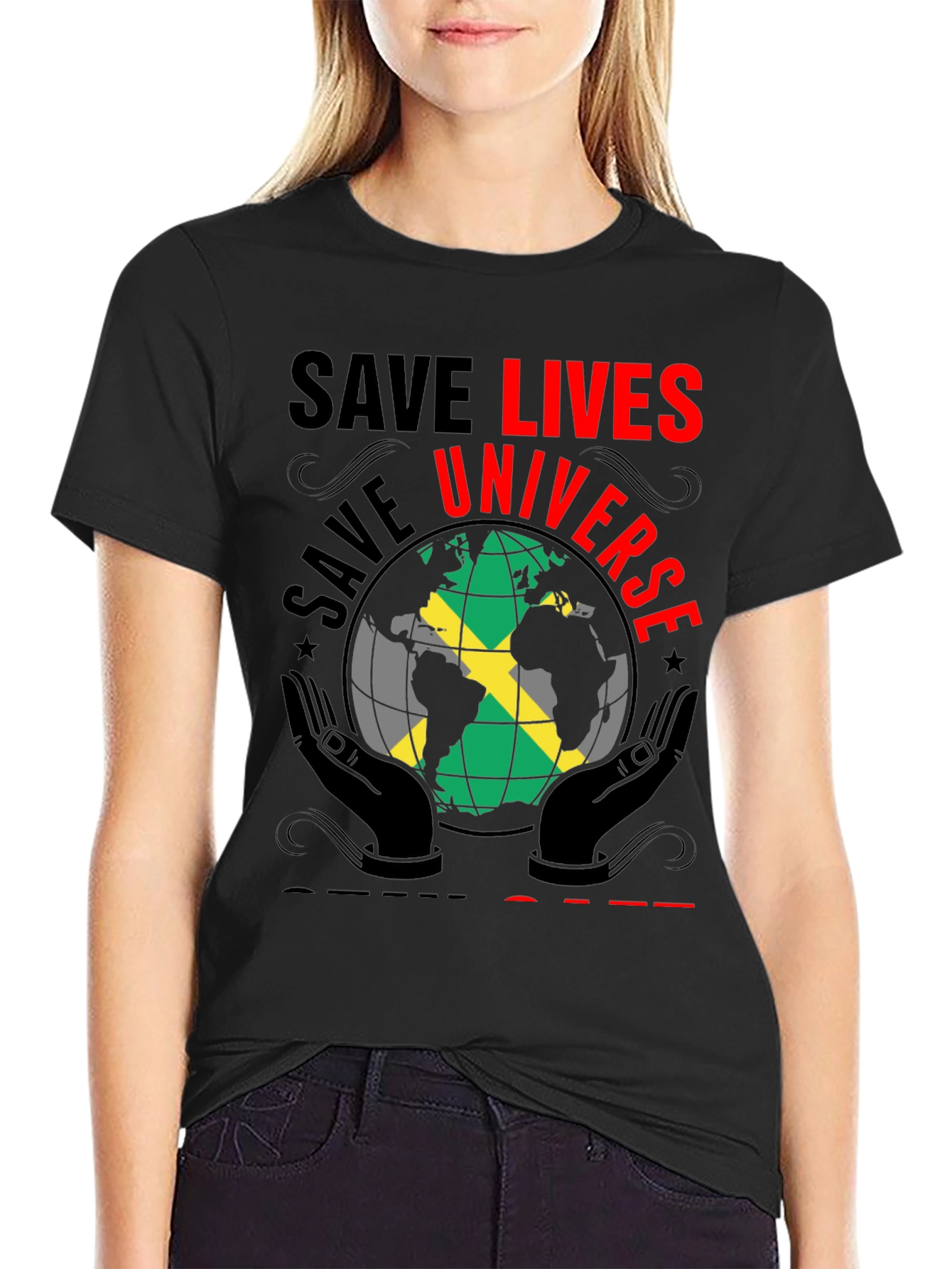 Save Lives Universe Jamaica Flag Graphic T-Shirt