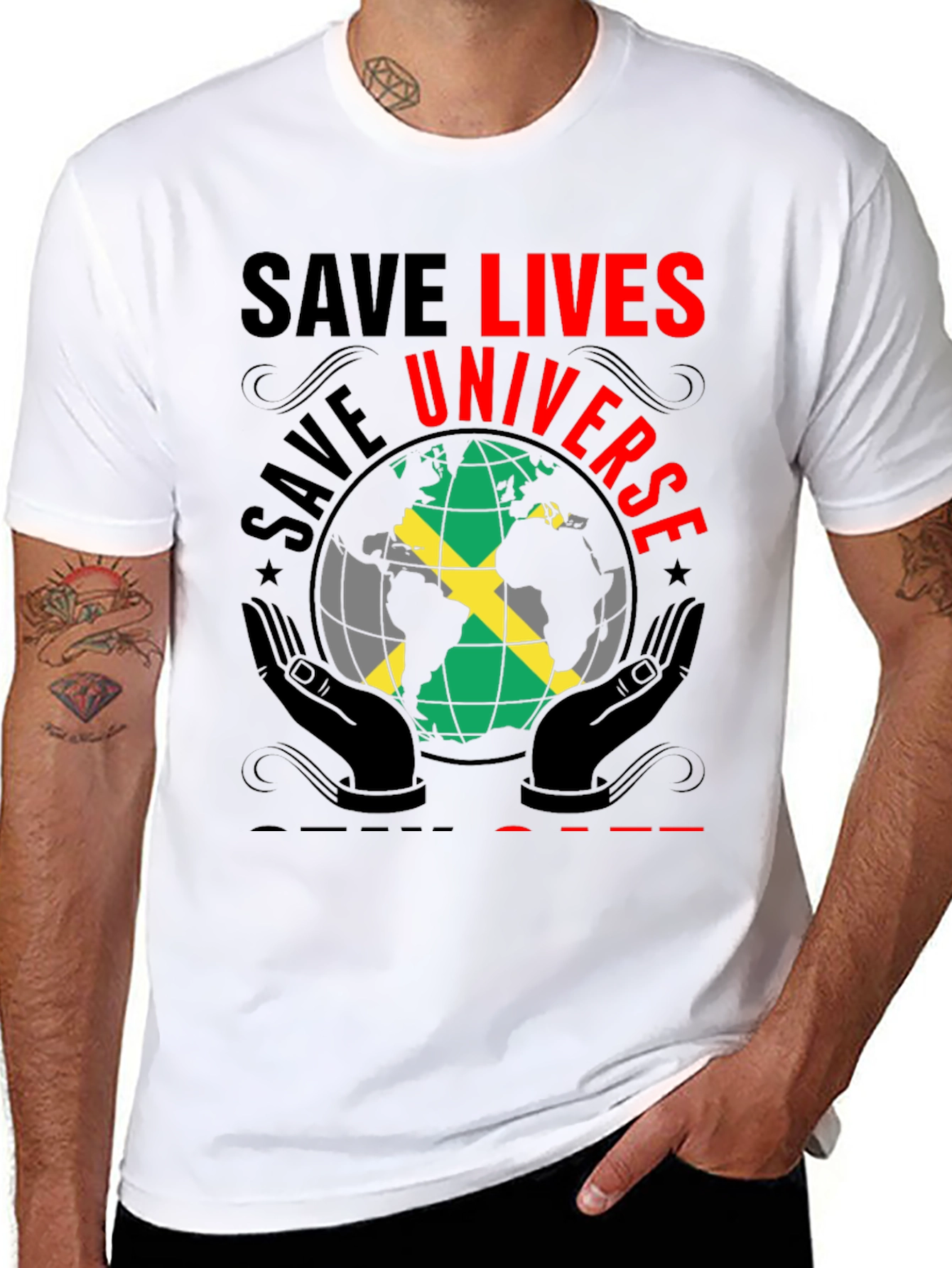 Save Lives Universe Jamaica Flag Graphic T-Shirt