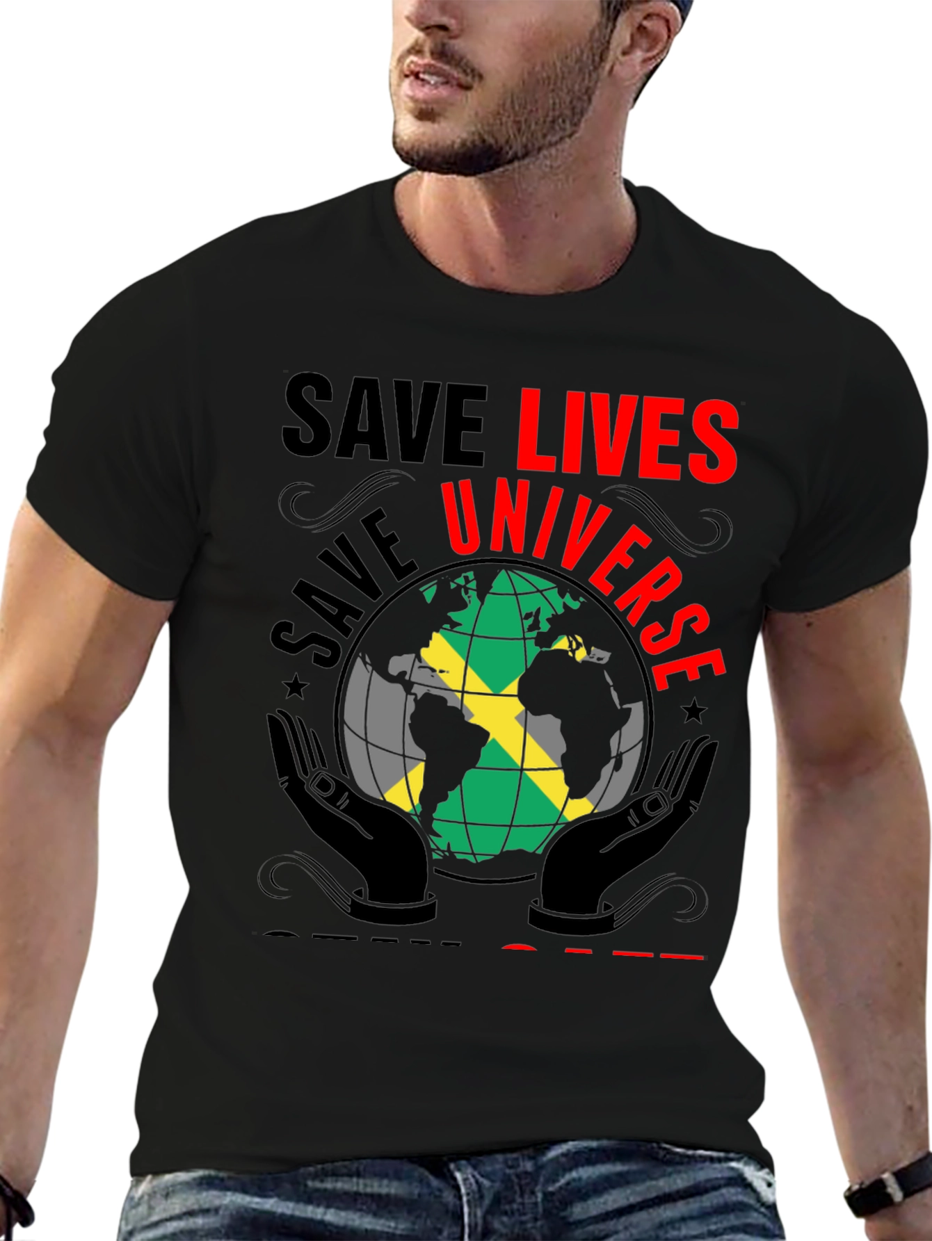 Save Lives Universe Jamaica Flag Graphic T-Shirt