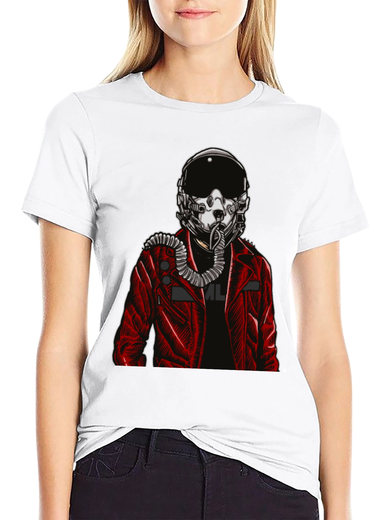 Pilot Helmet Graphic Tee - Bold Black Cotton Shirt