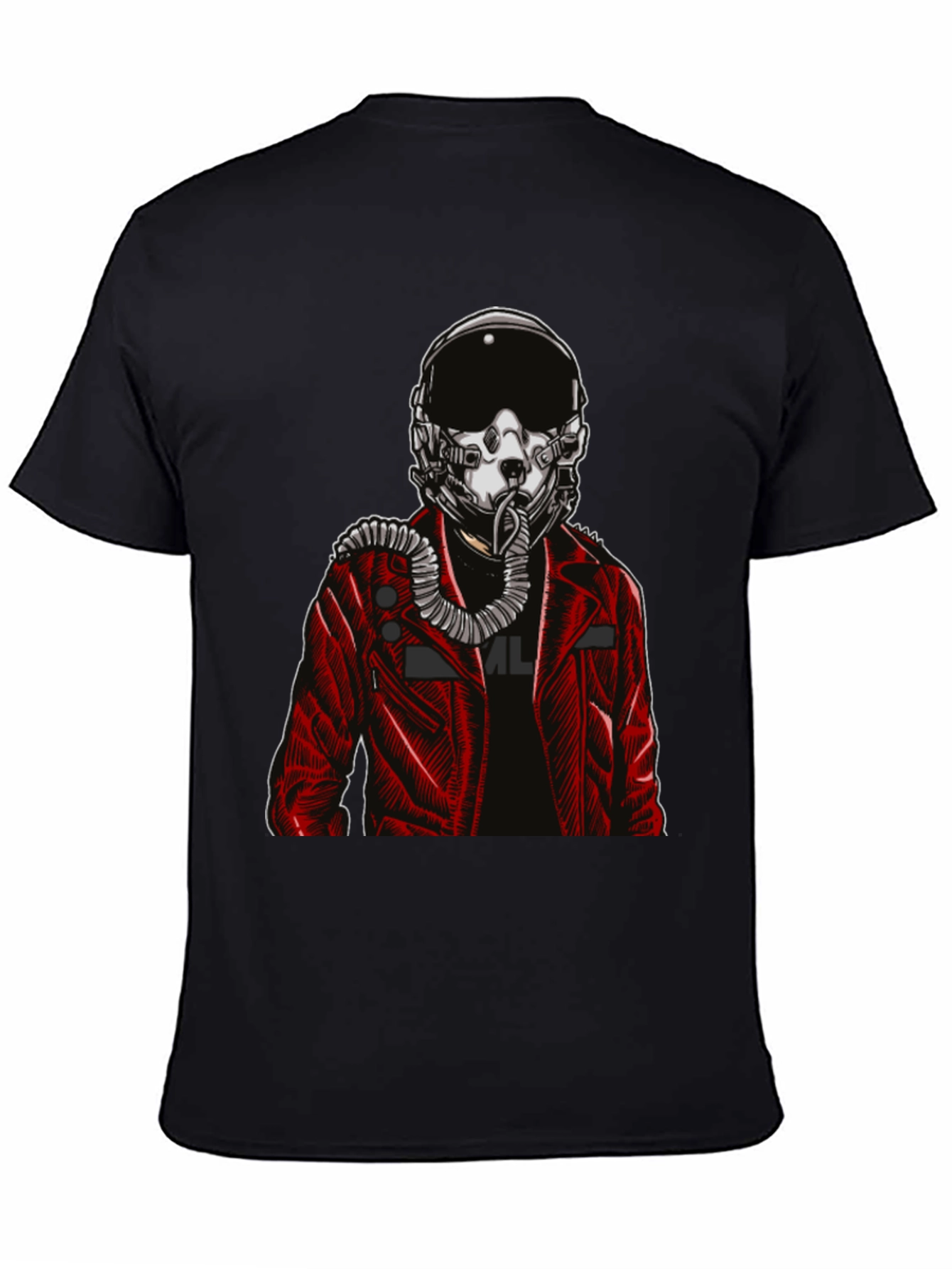 Pilot Helmet Graphic Tee - Bold Black Cotton Shirt