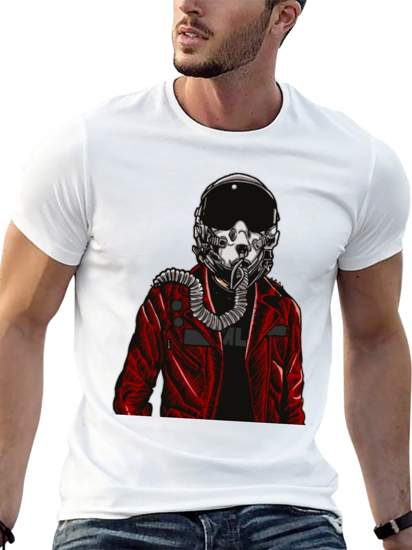 Pilot Helmet Graphic Tee - Bold Black Cotton Shirt