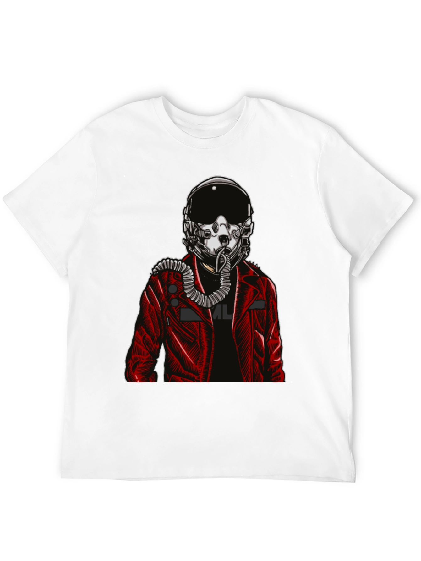 Pilot Helmet Graphic Tee - Bold Black Cotton Shirt