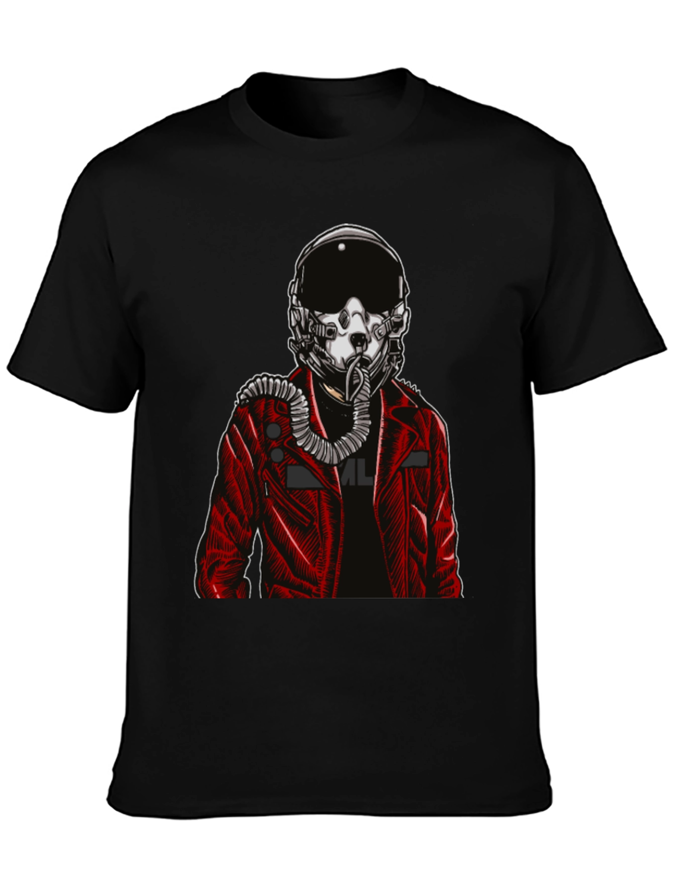 Pilot Helmet Graphic Tee - Bold Black Cotton Shirt