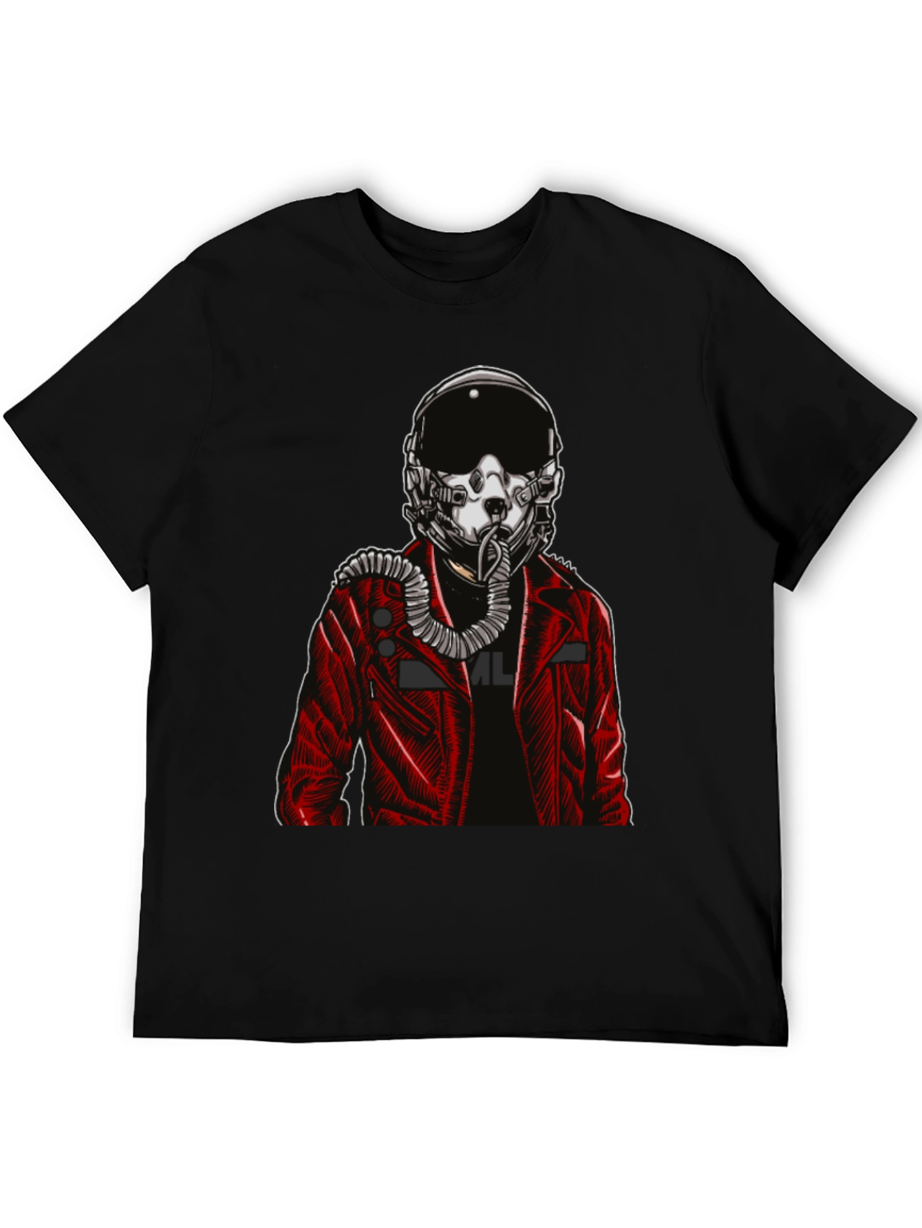 Pilot Helmet Graphic Tee - Bold Black Cotton Shirt