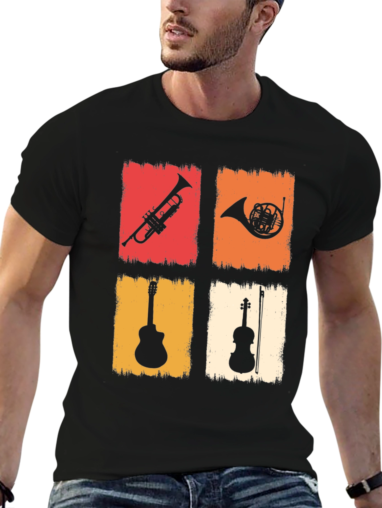Musical Instrument T-Shirt: Trumpet Horn Guitar Violin