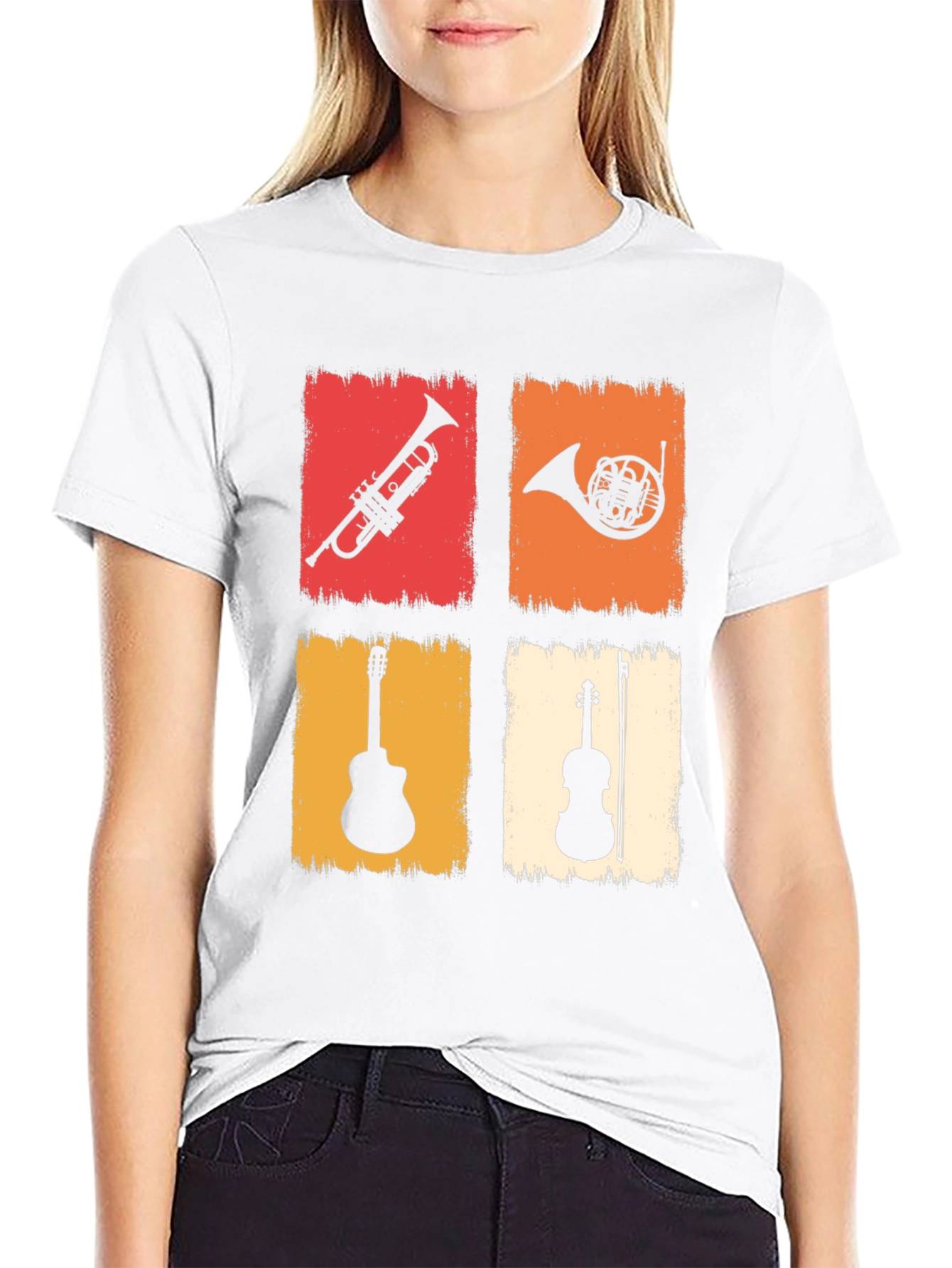 Musical Instrument T-Shirt: Trumpet Horn Guitar Violin