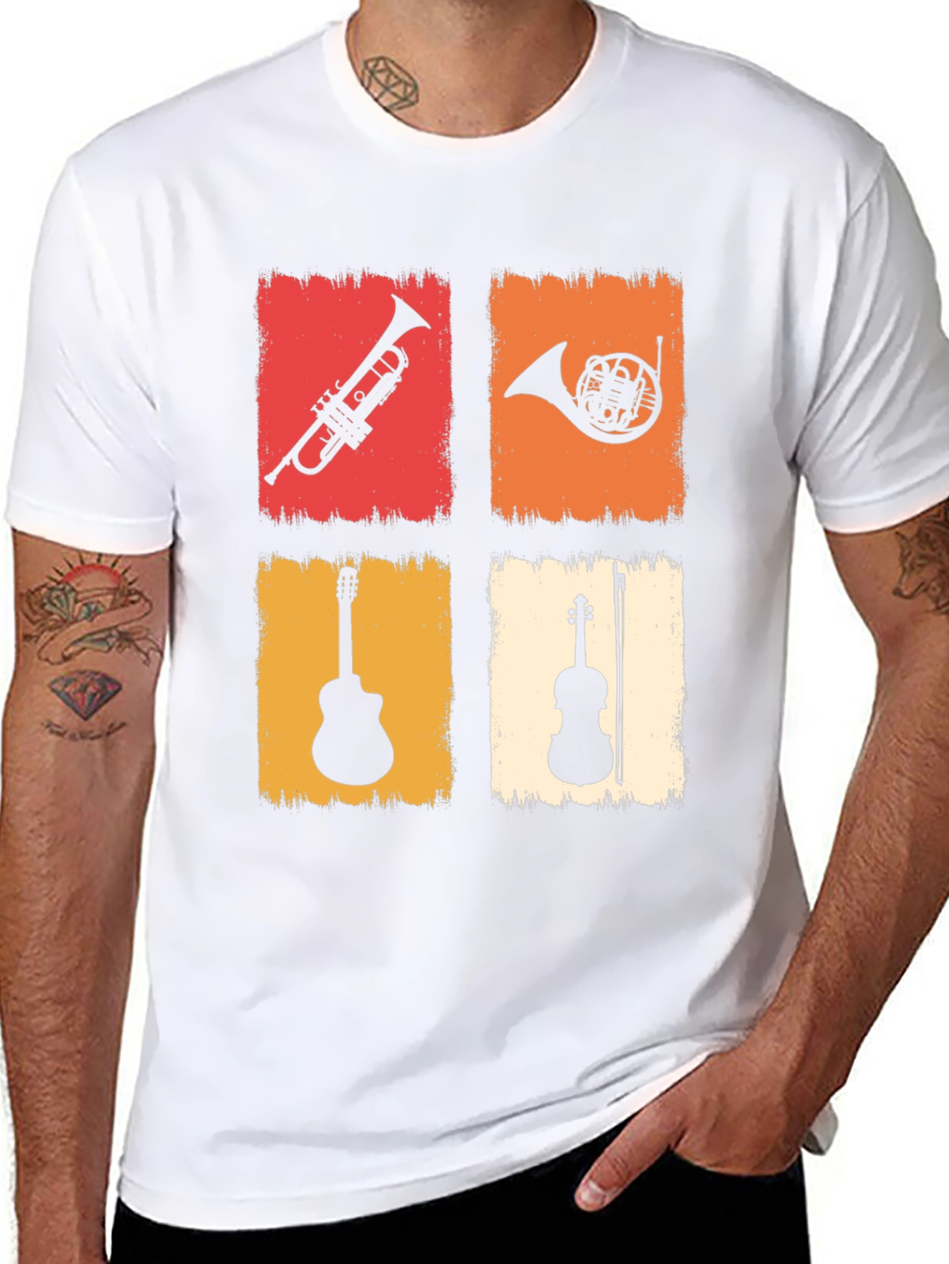 Musical Instrument T-Shirt: Trumpet Horn Guitar Violin