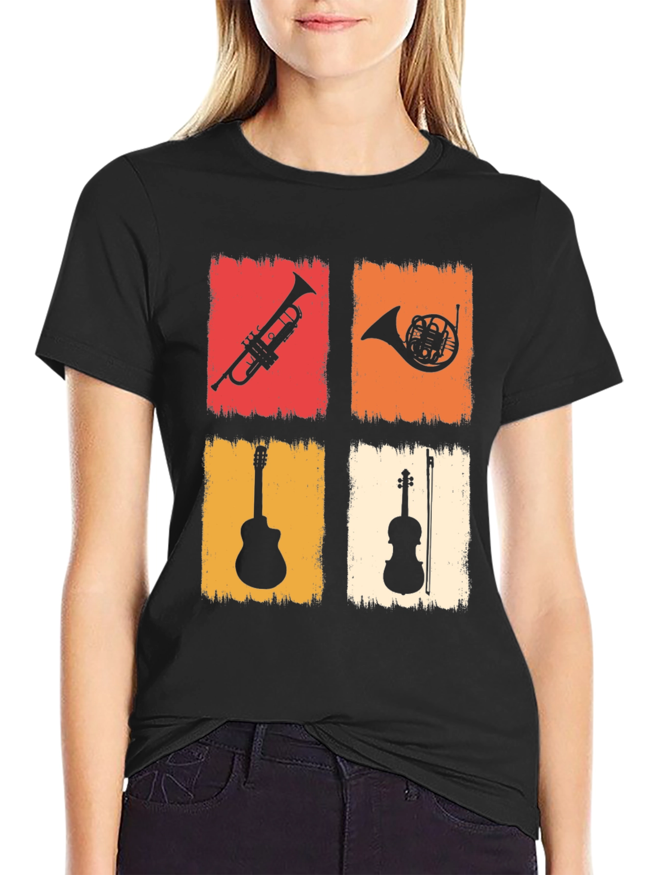 Musical Instrument T-Shirt: Trumpet Horn Guitar Violin
