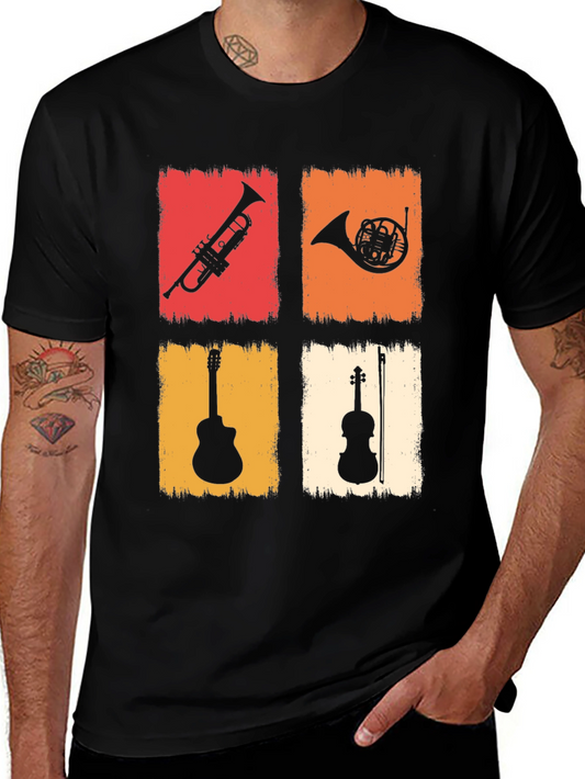 Musical Instrument T-Shirt: Trumpet Horn Guitar Violin