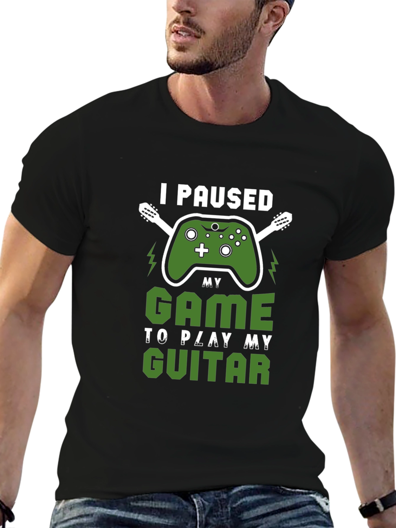 Gamer Guitarist T-Shirt - Paused My Game Graphic Tee