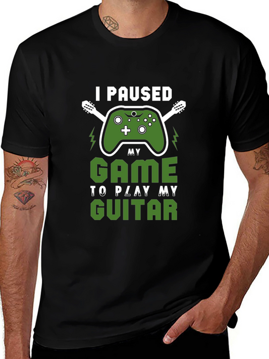 Gamer Guitarist T-Shirt - Paused My Game Graphic Tee