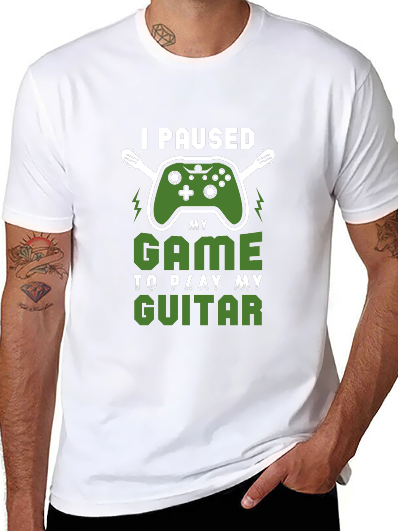 Gamer Guitarist T-Shirt - Paused My Game Graphic Tee