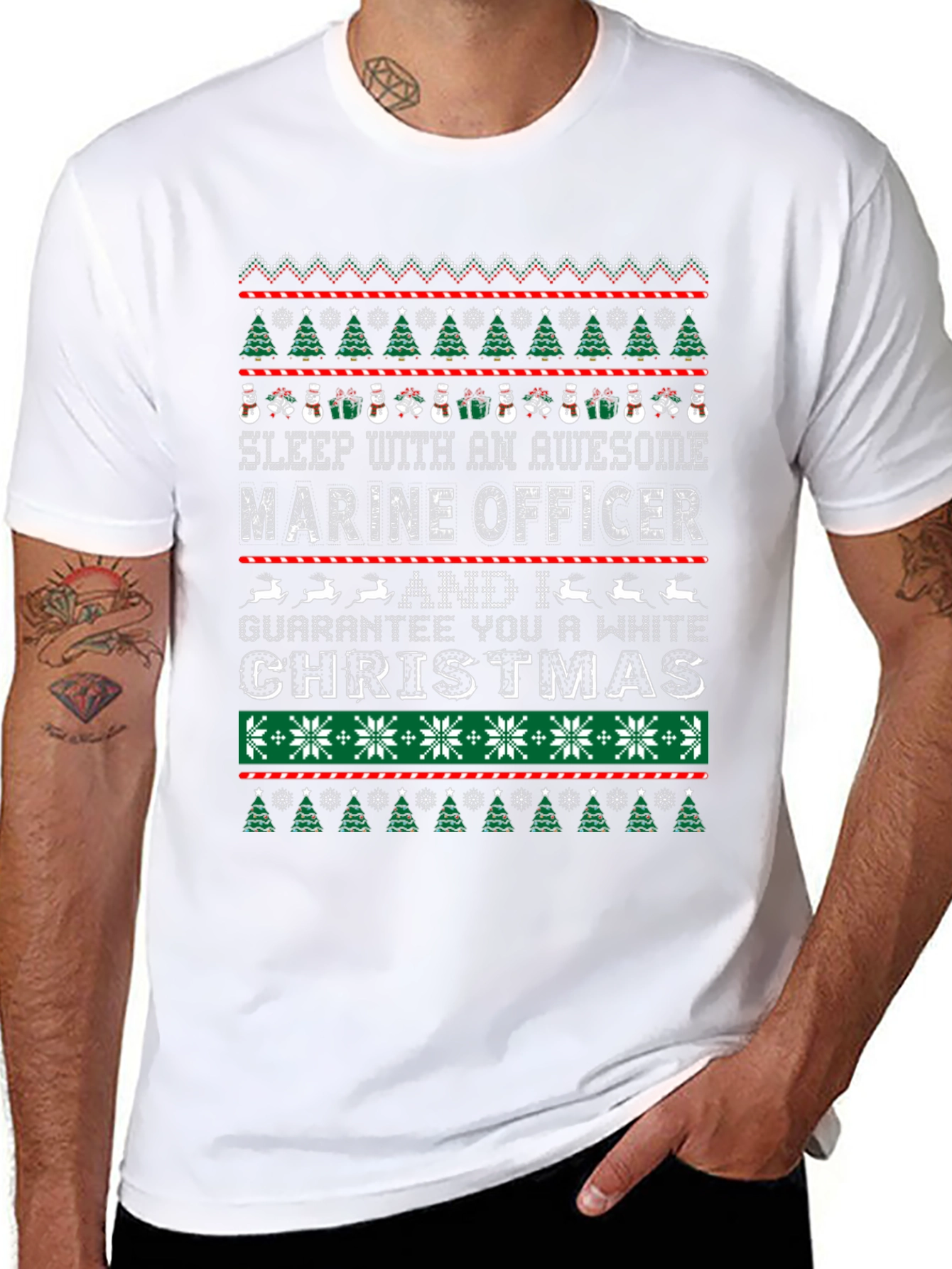 Funny Marine Officer Ugly Christmas Sweater T-Shirt