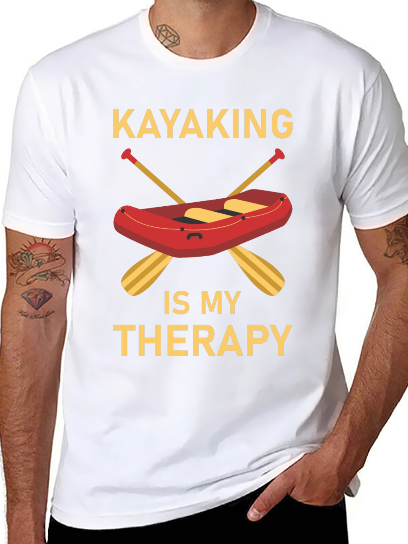 Kayaking Therapy Graphic T-Shirt - Black