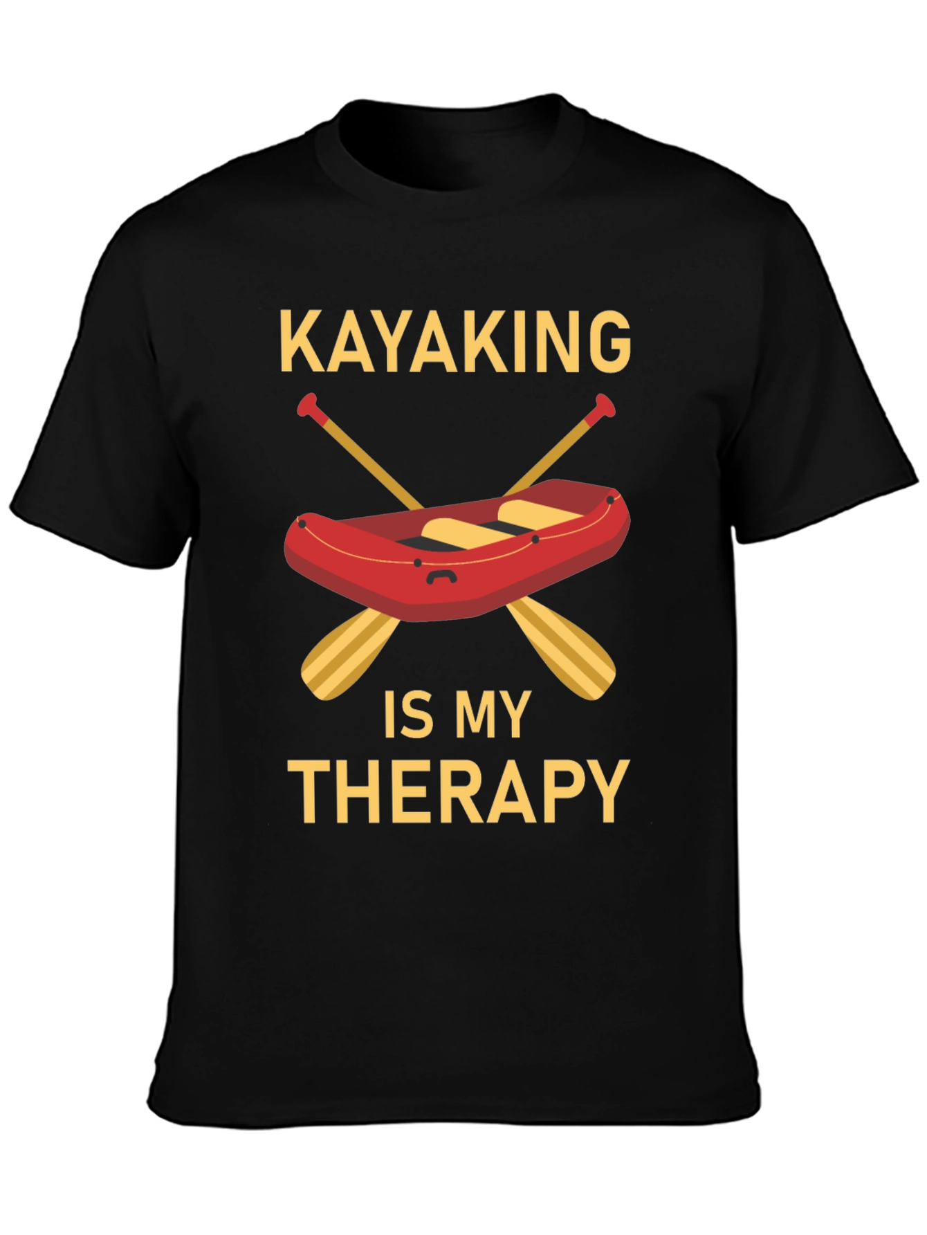 Kayaking Therapy Graphic T-Shirt - Black