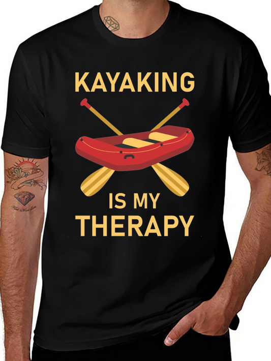 Kayaking Therapy Graphic T-Shirt - Black