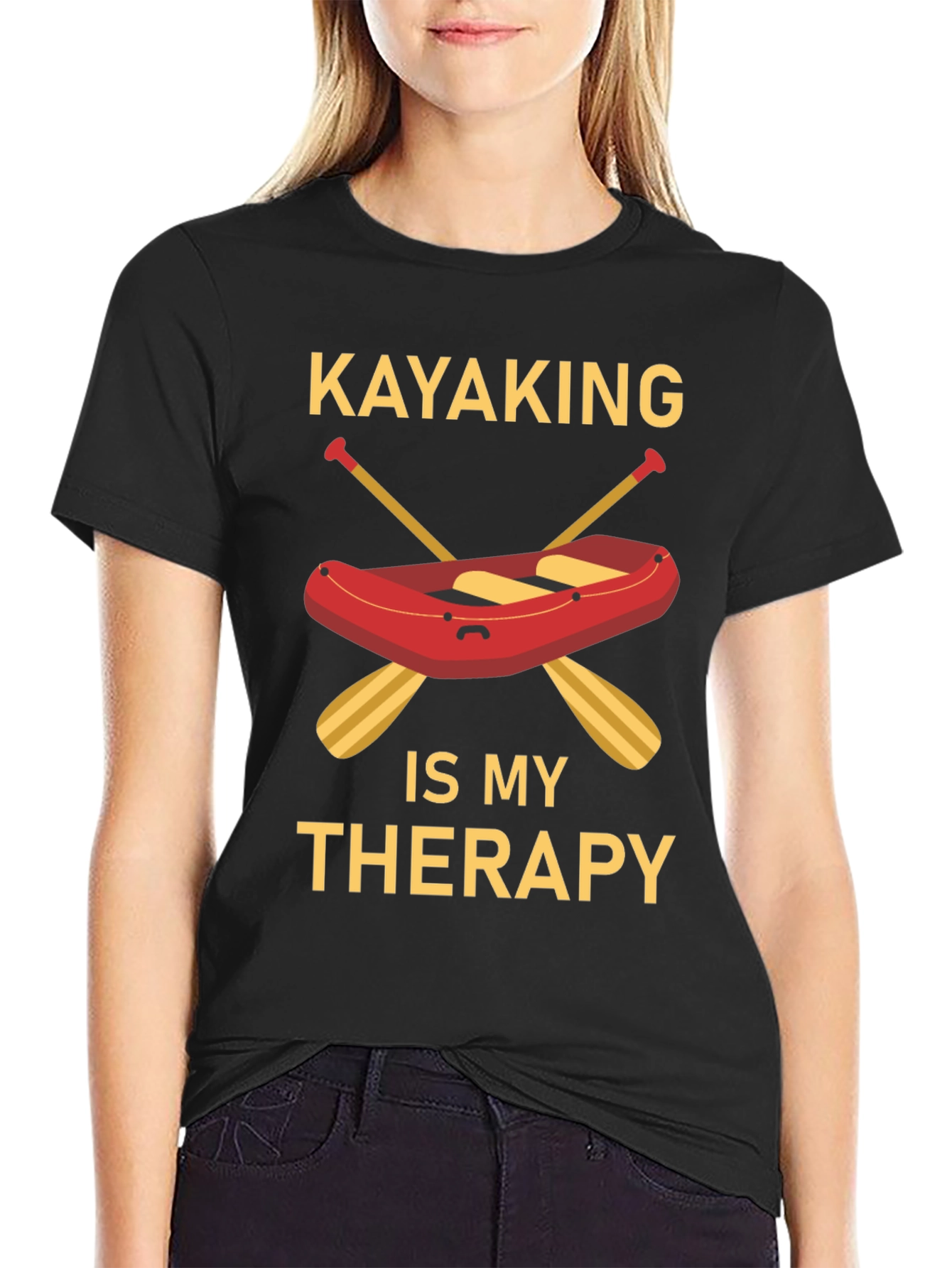 Kayaking Therapy Graphic T-Shirt - Black