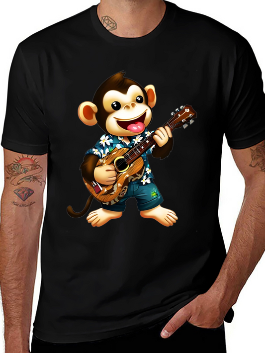 Monkey Playing Ukulele Graphic T-Shirt