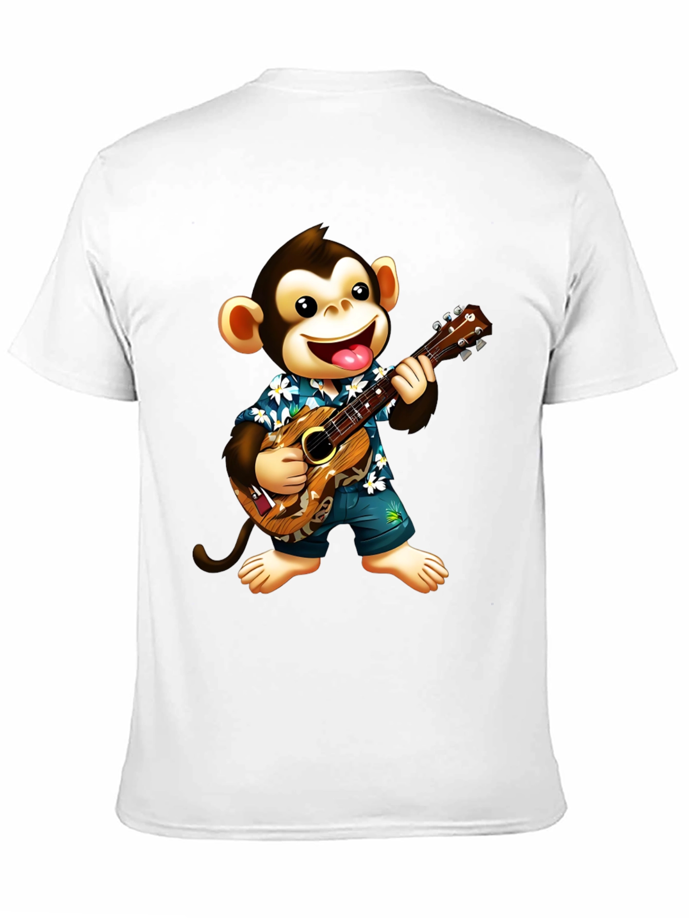Monkey Playing Ukulele Graphic T-Shirt