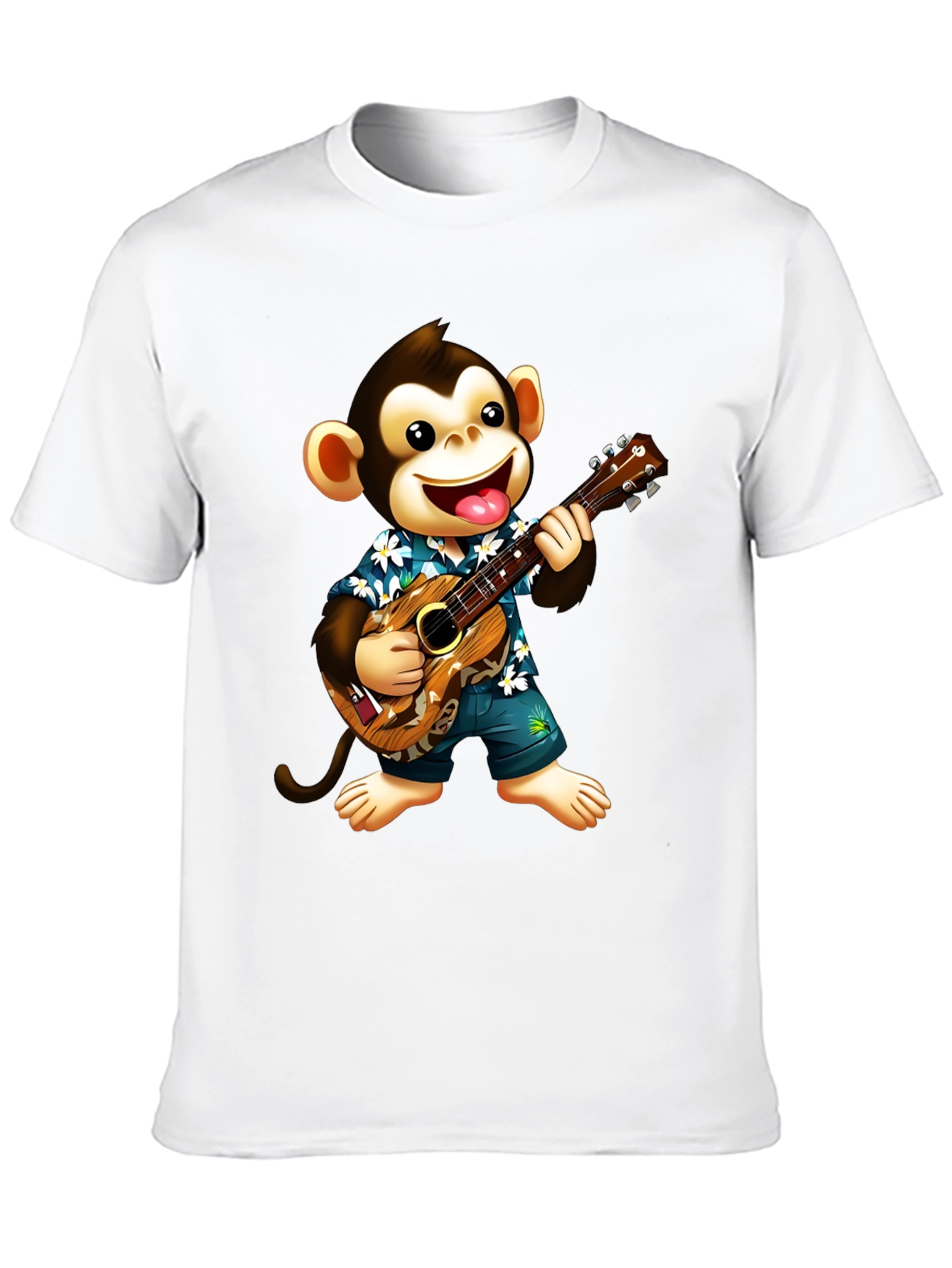 Monkey Playing Ukulele Graphic T-Shirt