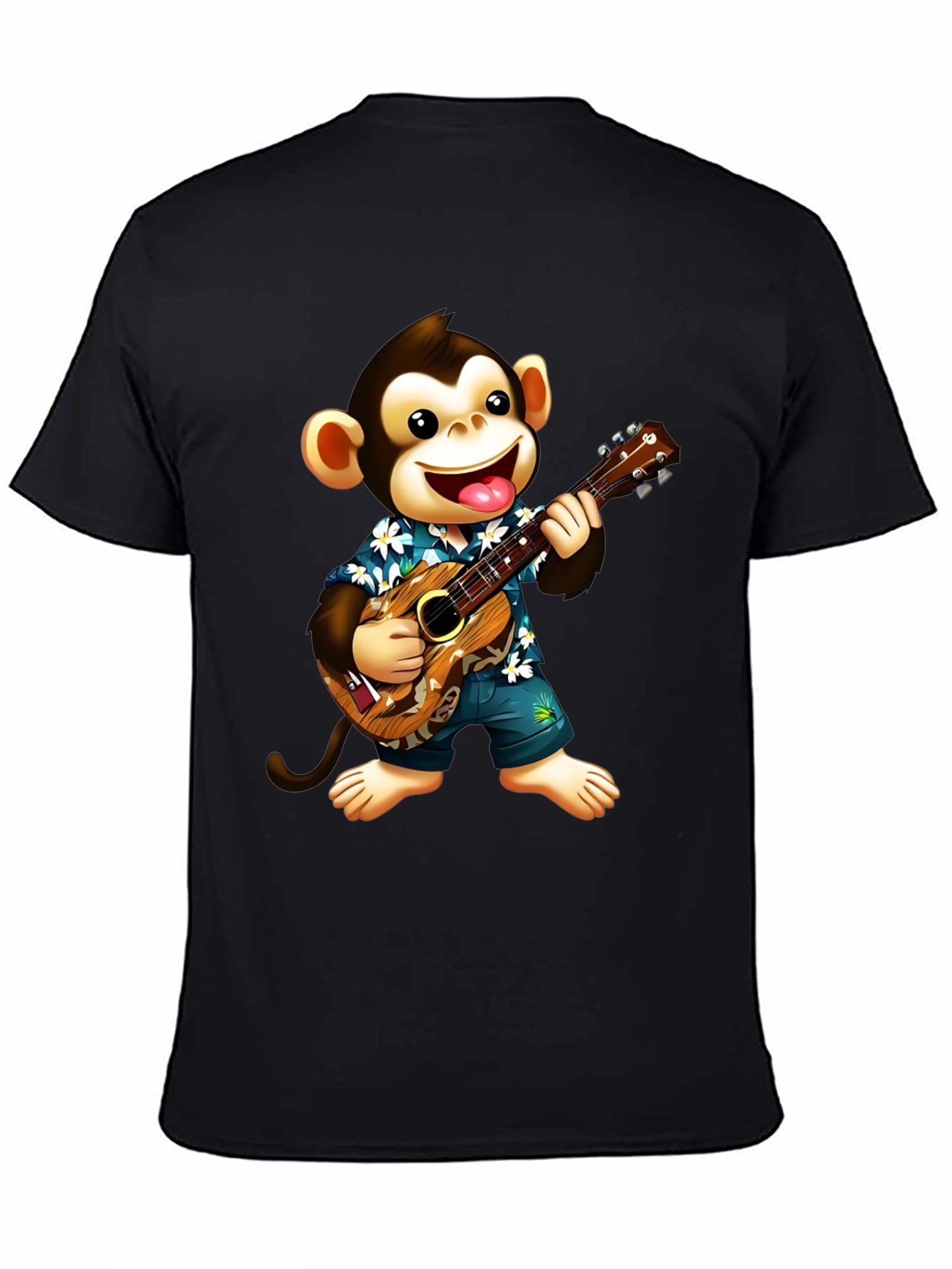 Monkey Playing Ukulele Graphic T-Shirt