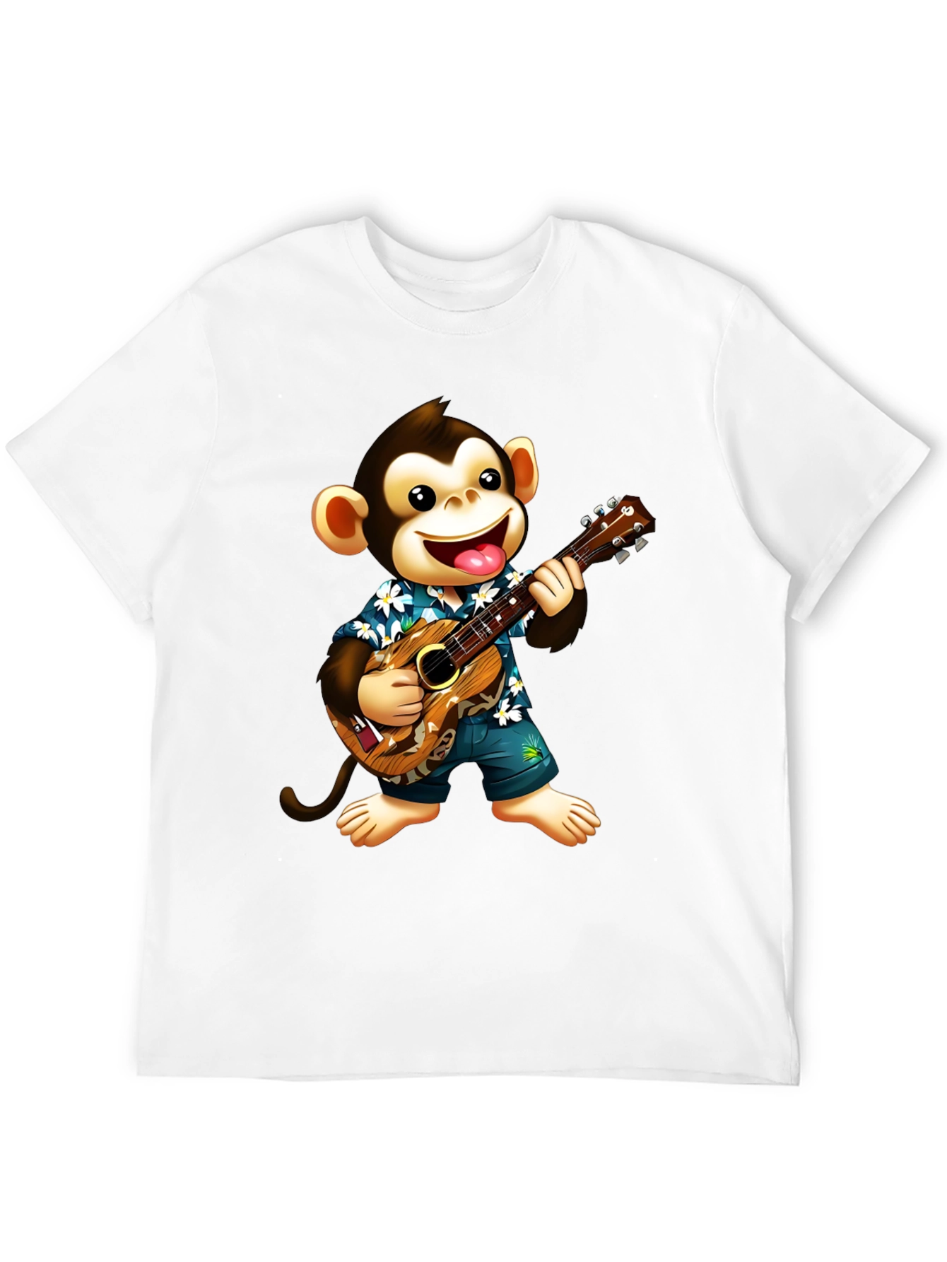 Monkey Playing Ukulele Graphic T-Shirt