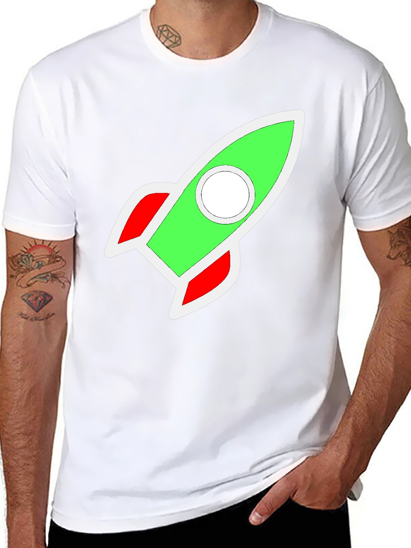 Rocket Graphic Black T-Shirt - Blast Off in Style!