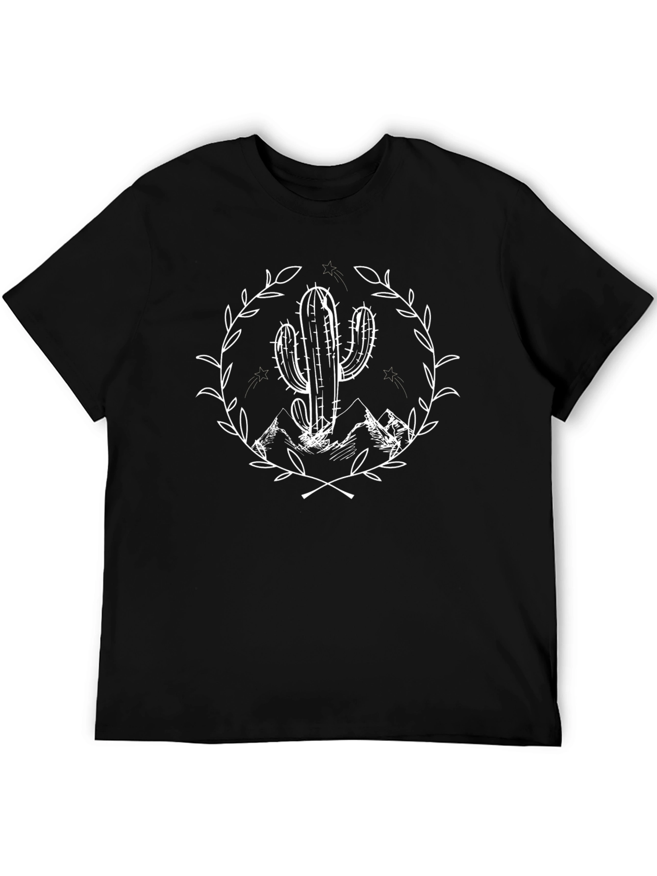 Cactus Mountain Graphic Tee - Stylish Mens Black T-Shirt