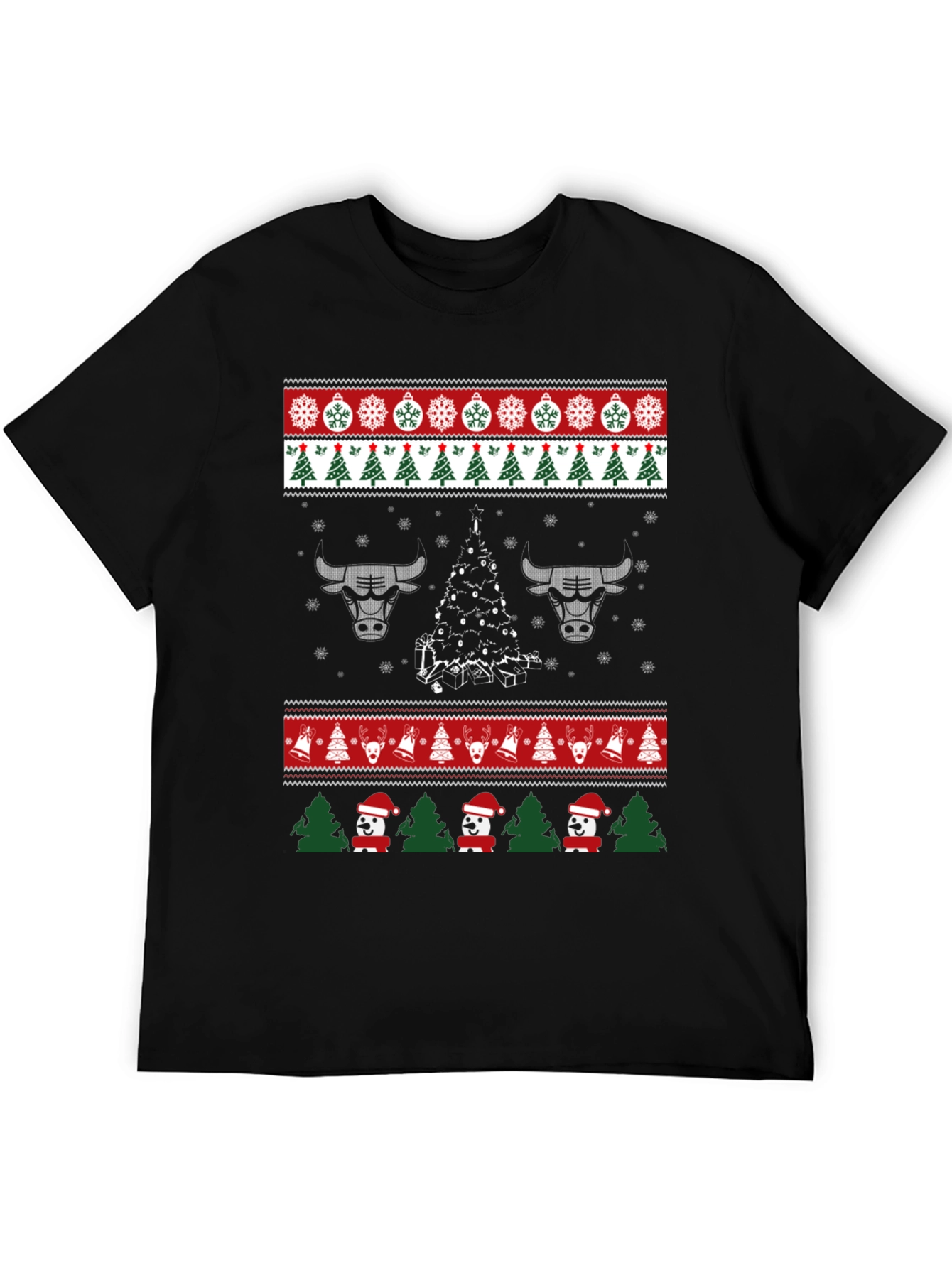Festive Bulls Christmas Ugly Sweater T-Shirt