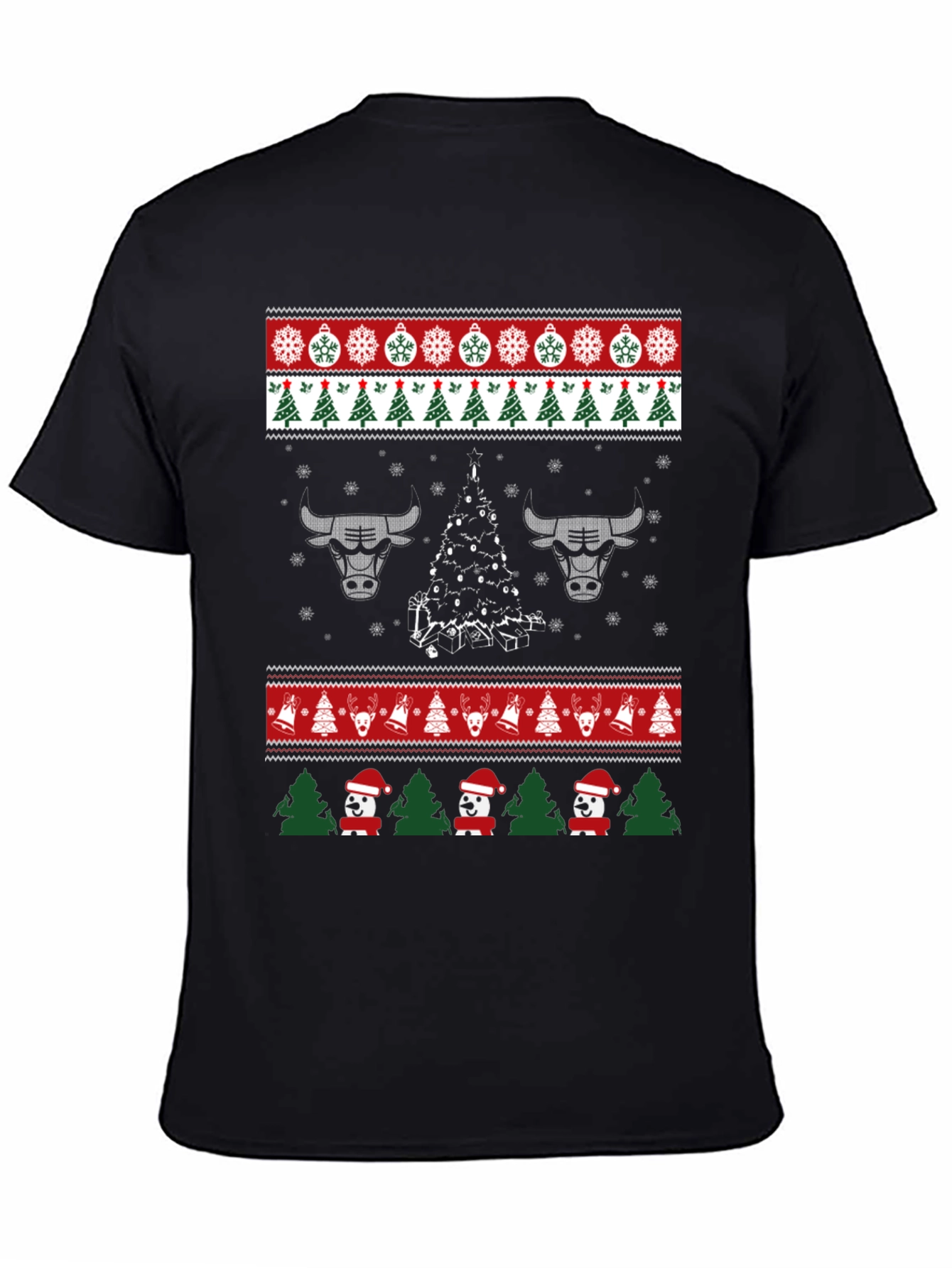 Festive Bulls Christmas Ugly Sweater T-Shirt