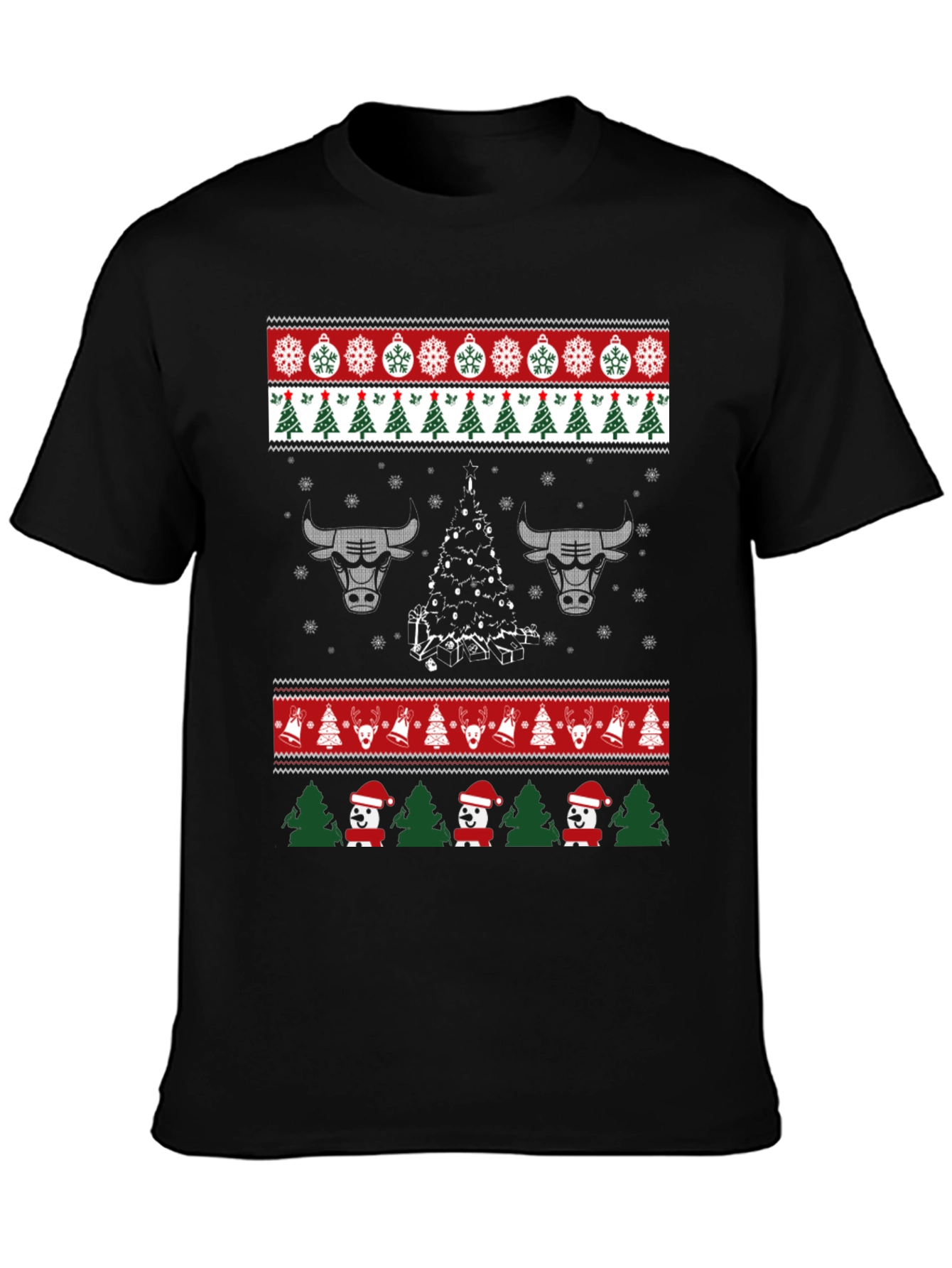 Festive Bulls Christmas Ugly Sweater T-Shirt