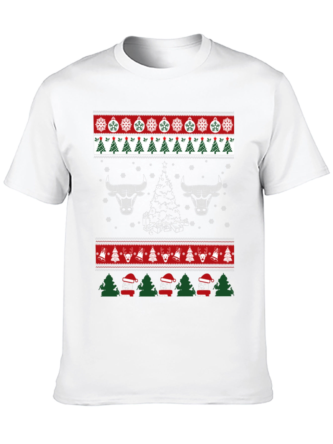 Festive Bulls Christmas Ugly Sweater T-Shirt