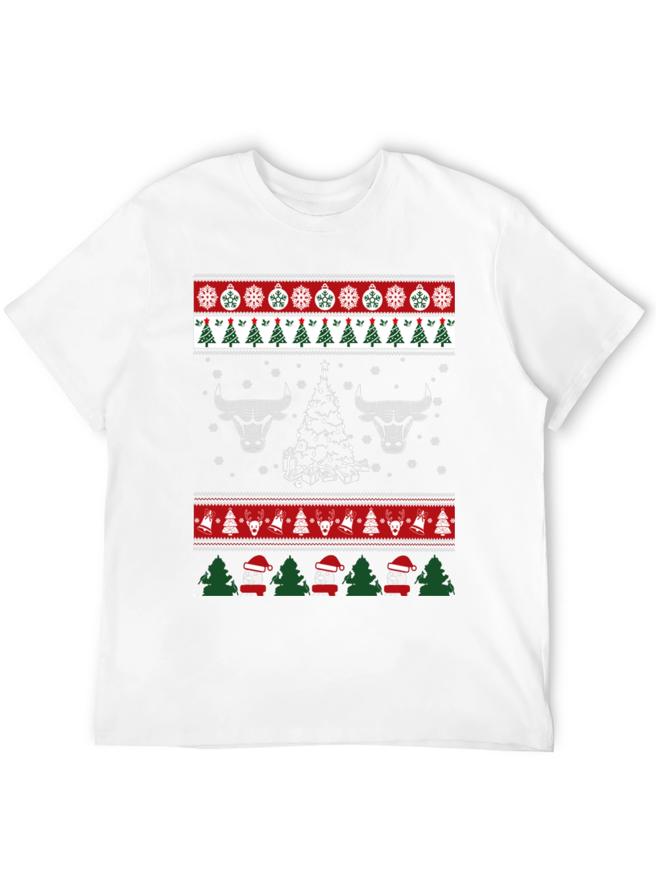 Festive Bulls Christmas Ugly Sweater T-Shirt