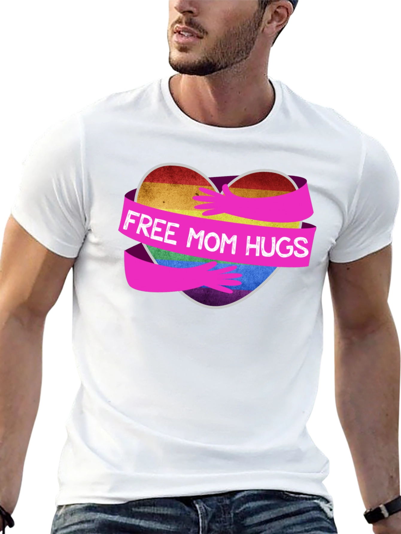 Free Mom Hugs Rainbow Heart T-Shirt
